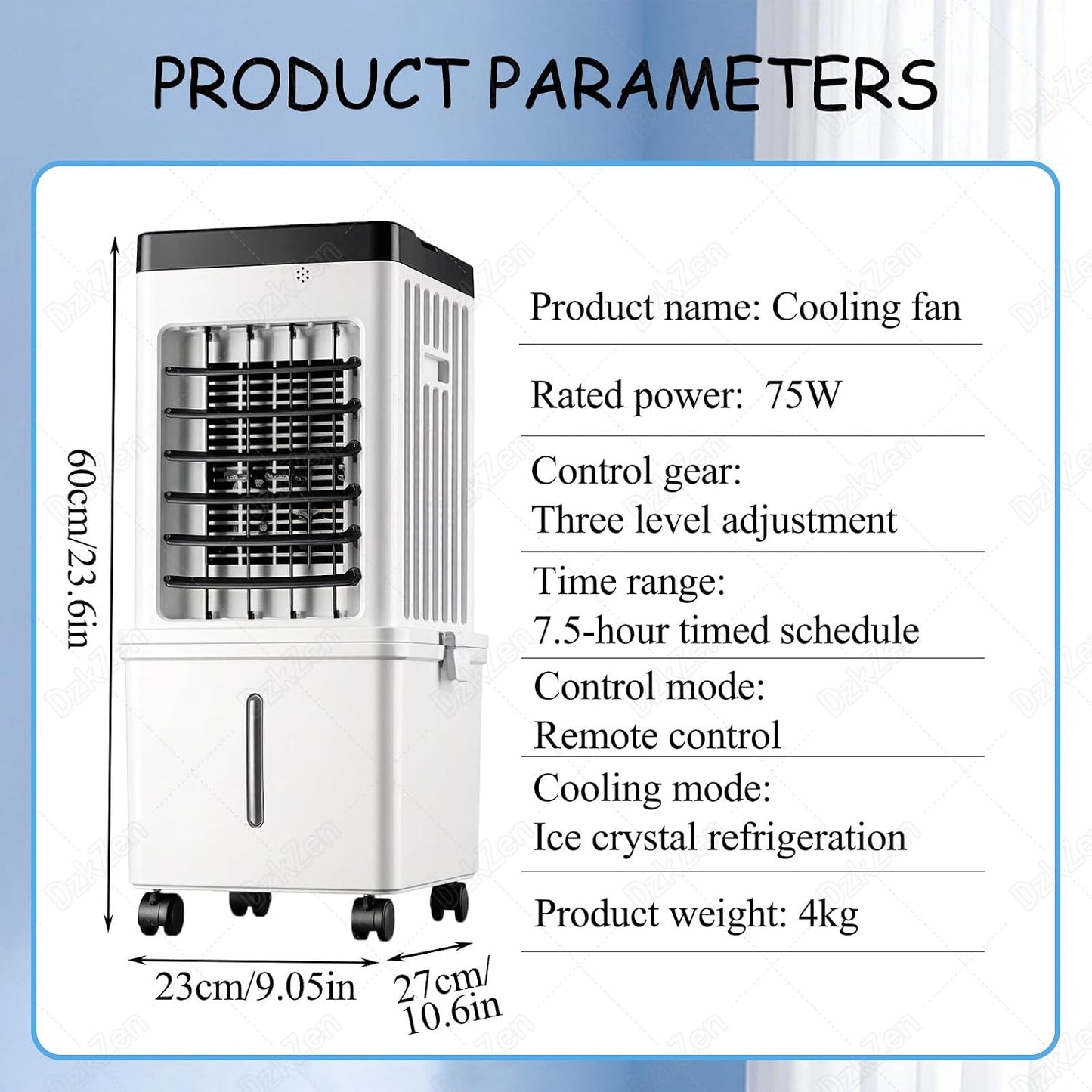  Climatiseur Portable Sans Conduit D'éVacuation, RafraîChisseur D'air Pour La Maison Et Le Bureau, 3 Vitesses RéGlables, éCoéNergéTique, Design Compact Et LéGer