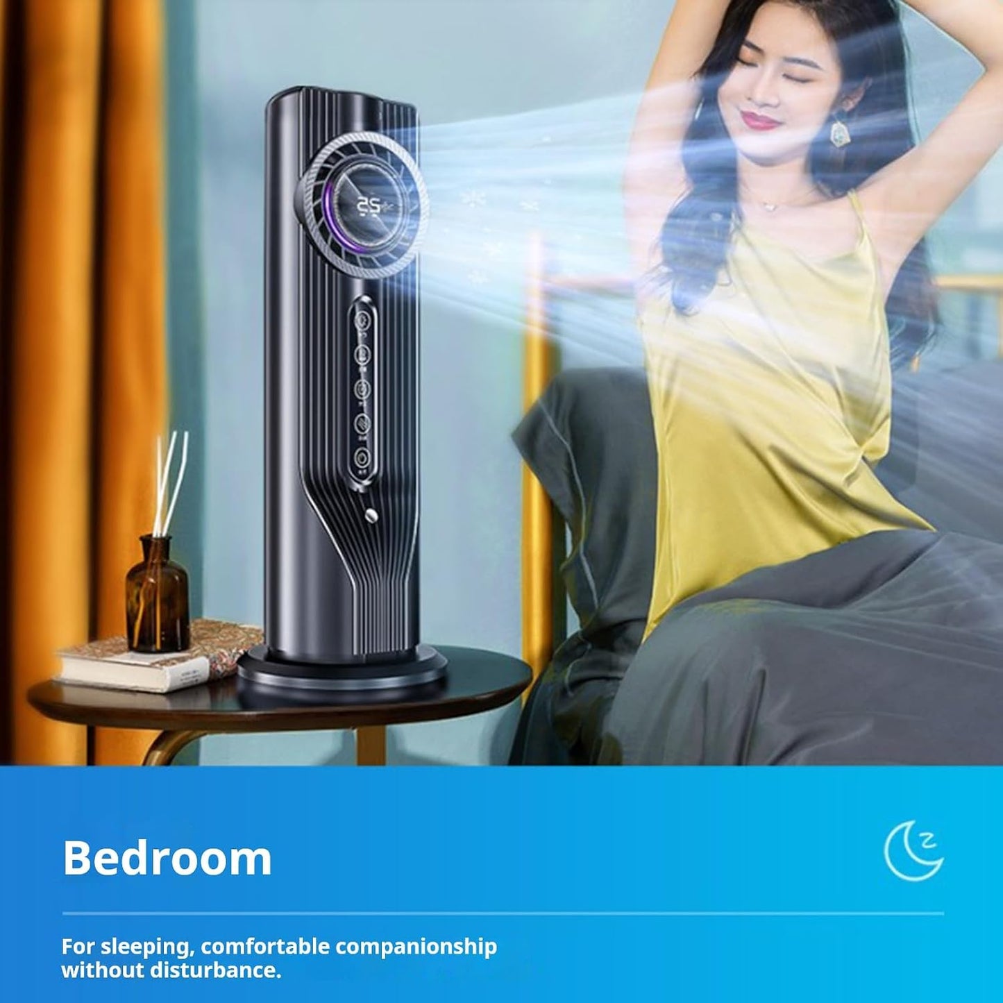  Climatiseur Mobile Sans Évacuation, Rafraichisseur D'Air Silencieux, Ventilateur Colonne Sans Lame, Climatiseur Portable Pour Chambre, Ventilateur De Table, Refroidisseur D'Air Gris Argent