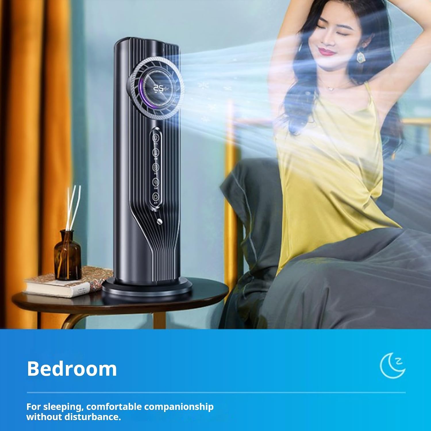  Climatiseur Mobile Sans Évacuation, Rafraichisseur D'Air Silencieux, Ventilateur Colonne Sans Lame, Climatiseur Portable Pour Chambre, Ventilateur De Table, Refroidisseur D'Air Gris Argent