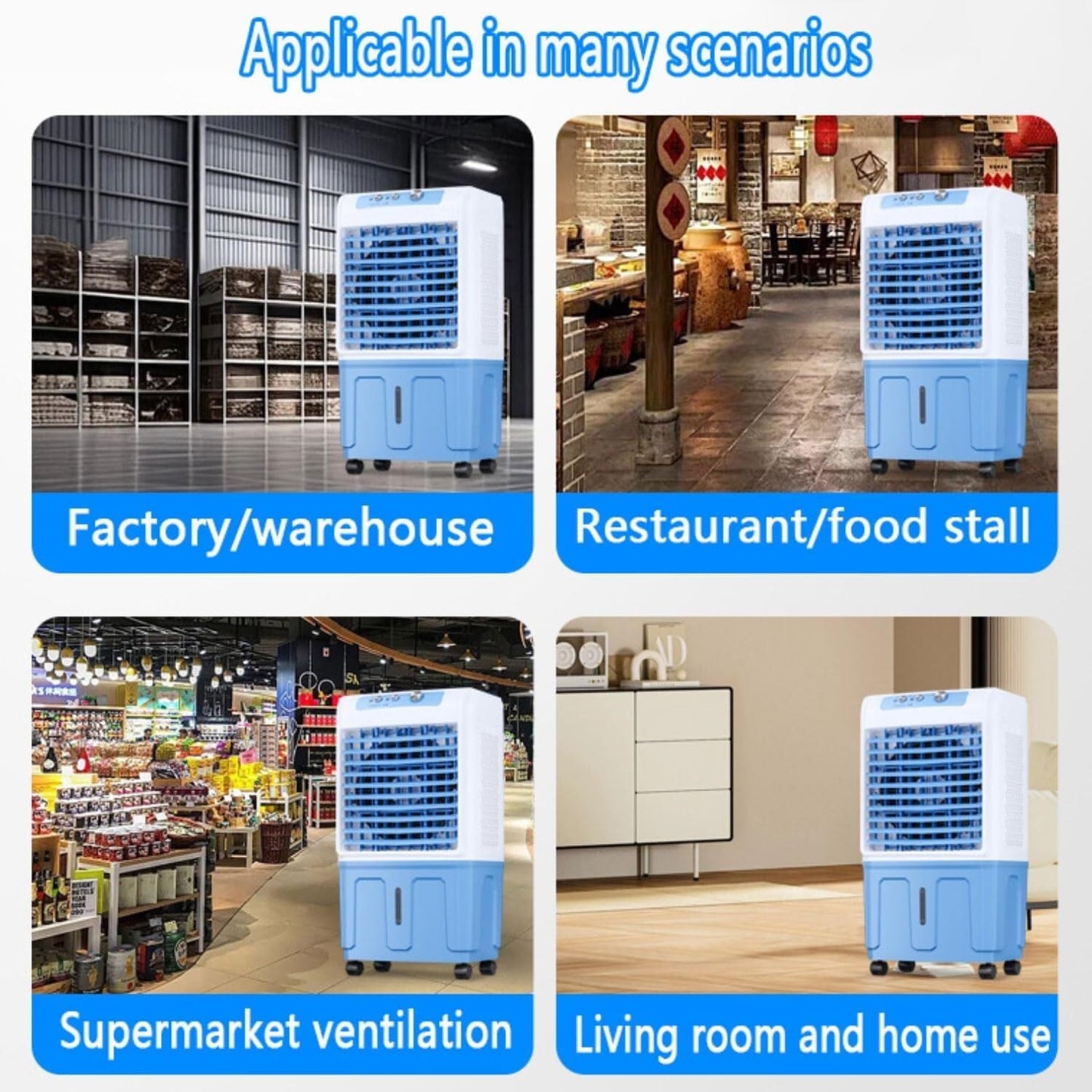 Refroidisseur D'air évaporateur Mobile Avec Grand Réservoir D'eau Et 3 Niveaux De Ventilateur, Oscillation à 120° Et Télécommande, Refroidissement Puissant Pour La Maison, Le Garage Et La Serre