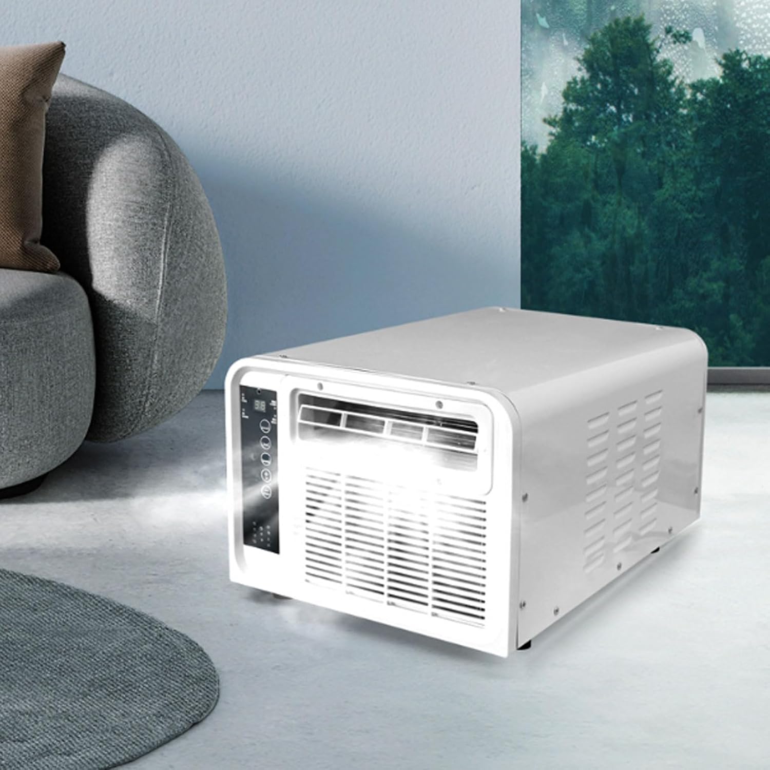  SIXRUN Climatiseur Compresseur, Climatisation Contrôle Vocal Air Froid/Chaud Avec Télécommande Pour Bateau Caravane Dortoir Espace De 1 à 10㎡ (Prise UE 220V)