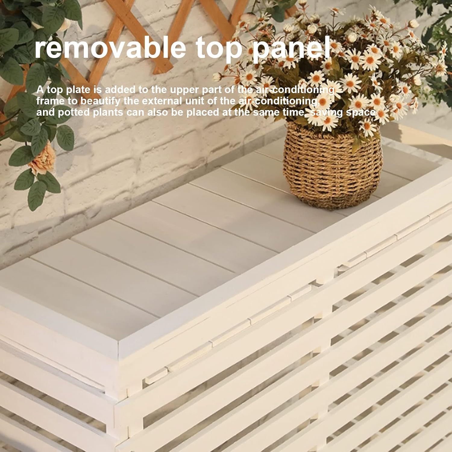  Housse De Protection En Bois Pour Climatiseur D'extérieur – Clôture De Protection Pour Pompe à Chaleur – Cachette élégante Pour Unités Extérieures – Protection De Climatiseur Résistante Aux