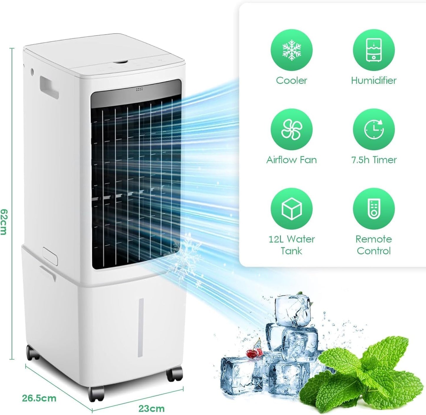 GENERIC Refroidisseur De Marais – Refroidisseur Par évaporation De 4 000 CFM, Réservoir De 3 Litres, 3 Modes, Télécommande, Minuterie Pour Chambre, Maison, Bureau