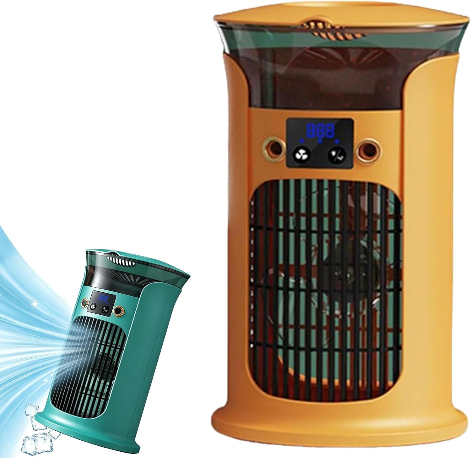 GENERIC Ventilateur De Refroidisseur D'air De Bureau 3-en-1, Ventilateur De Refroidissement De Climatiseur Portable Avec Humidificateur De Réservoir D'eau Et éclairage à Sept Couleurs (Blanc + Jaune)