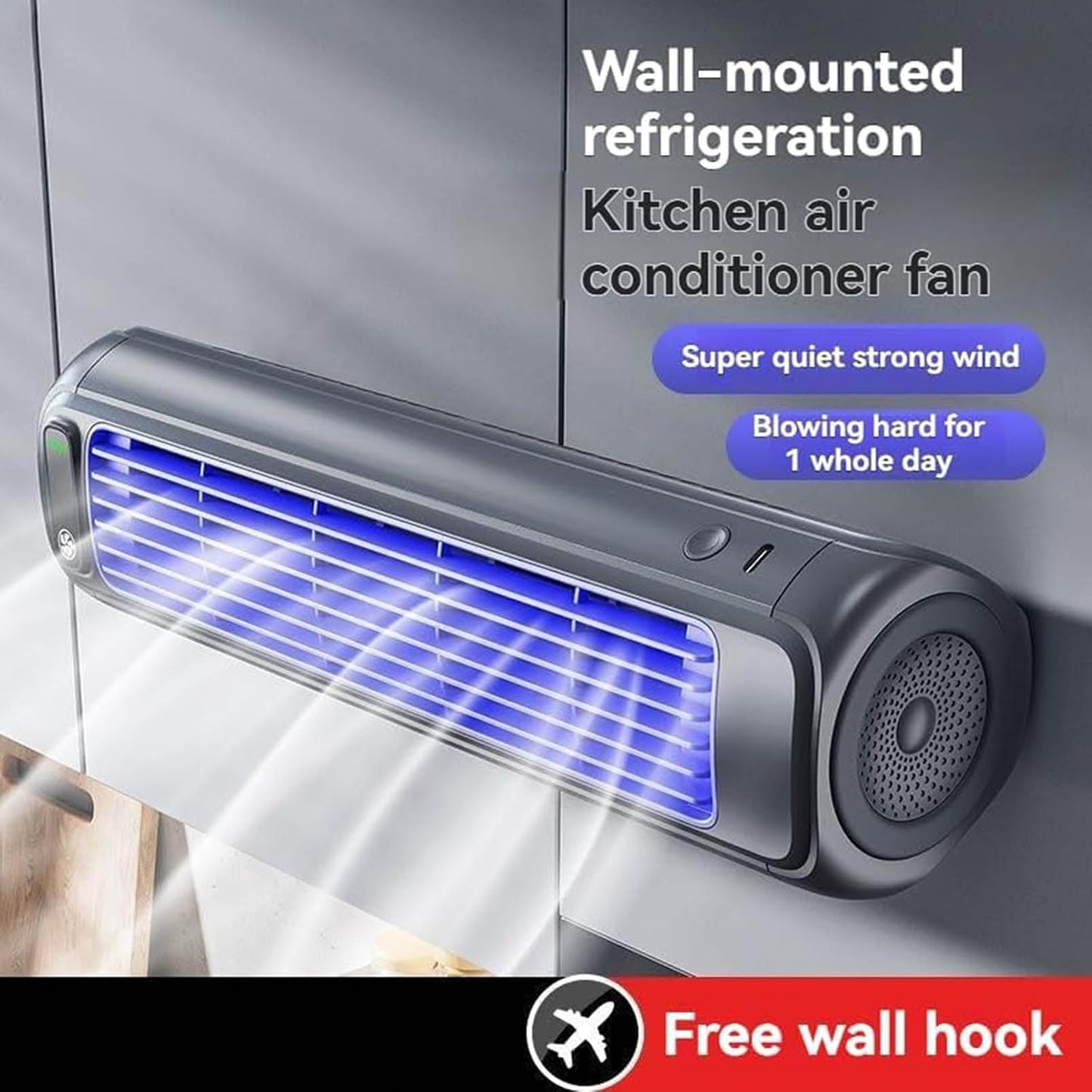GENERIC Ventilateur De Refroidisseur D'air Portable à 3 Vitesses, Unité De Bureau à Batterie De 2000mAh Avec Charge USB, Circulateur D'air Turbo Sans Lame Silencieux Pour La Chambre De Bureau à Domicile, Conc