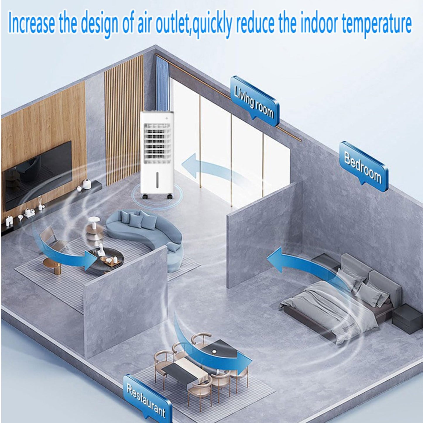 GENERIC Climatiseur Portable - Refroidisseur D'évaporation Avec écran LED, Humidificateur Pour La Maison Et Le Bureau