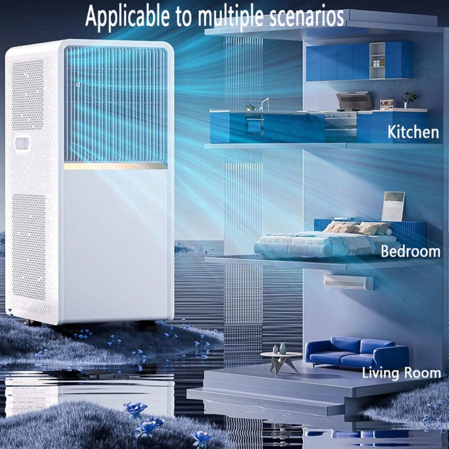  Climatiseur Portable Smart AC Unit Avec Déshumidificateur Cool Et Modes De Ventilateur, Télécommande, Minuterie 24H, Kit De Fenêtre, Pas De Mur Requis Pour Le Bureau De La Chambre