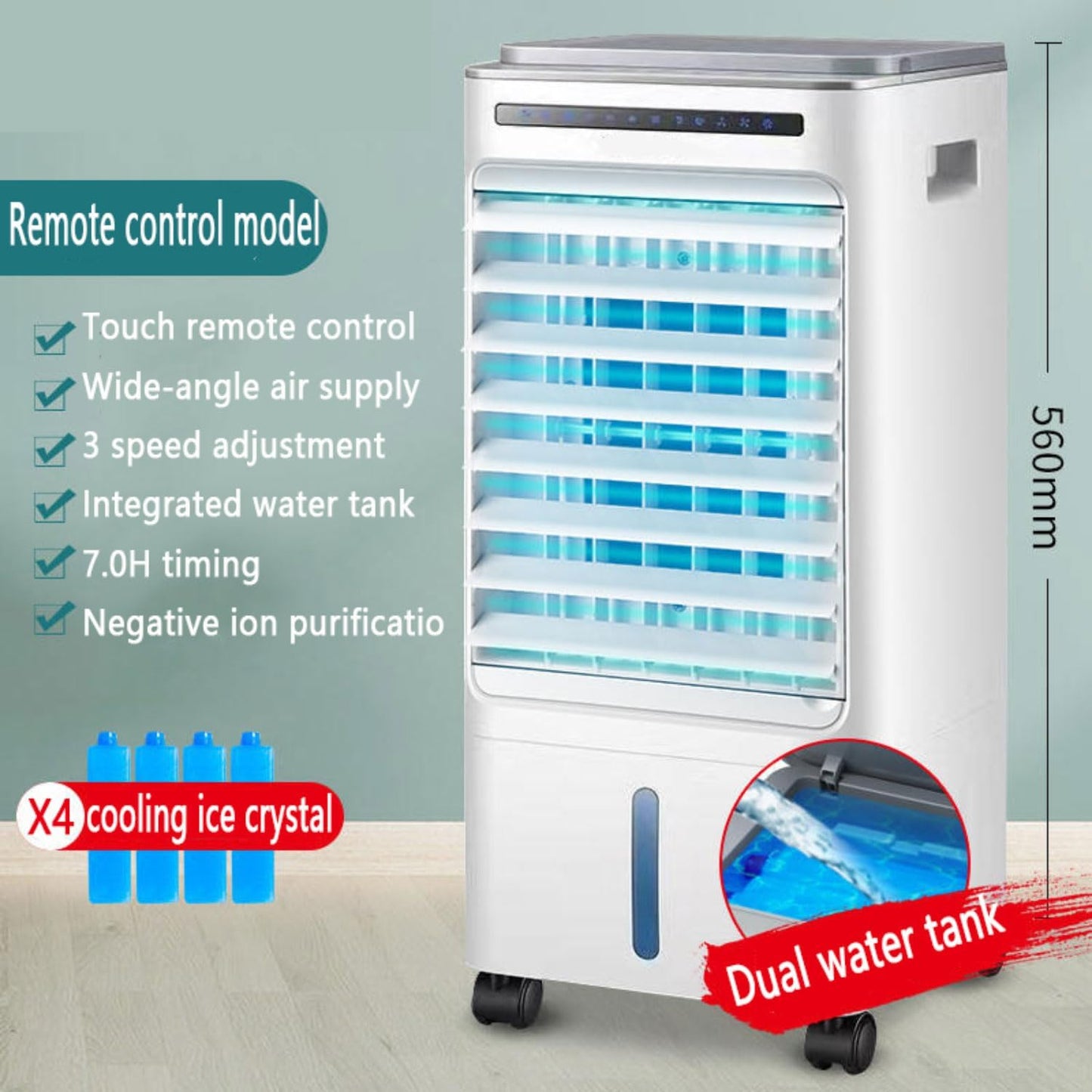  Climatiseur Portable 3 En 1 Ultra Silencieux, Ventilateur De Refroidissement à 3 Vitesses, Oscillation Automatique à 60 °, Minuterie De 7 Heures, 4 Glacières, Refroidisseur D'air Par évaporation Pou