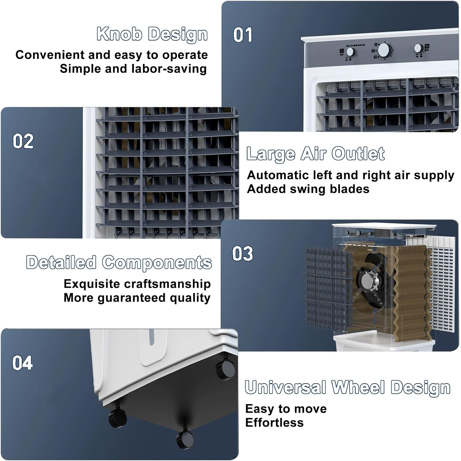  Climatiseur Par évaporation 3 Vitesses, Refroidisseur D'air Portable Pour Pièce, Extérieur, Commercial, Bureau, Volume D'air De 7 000 M³/h