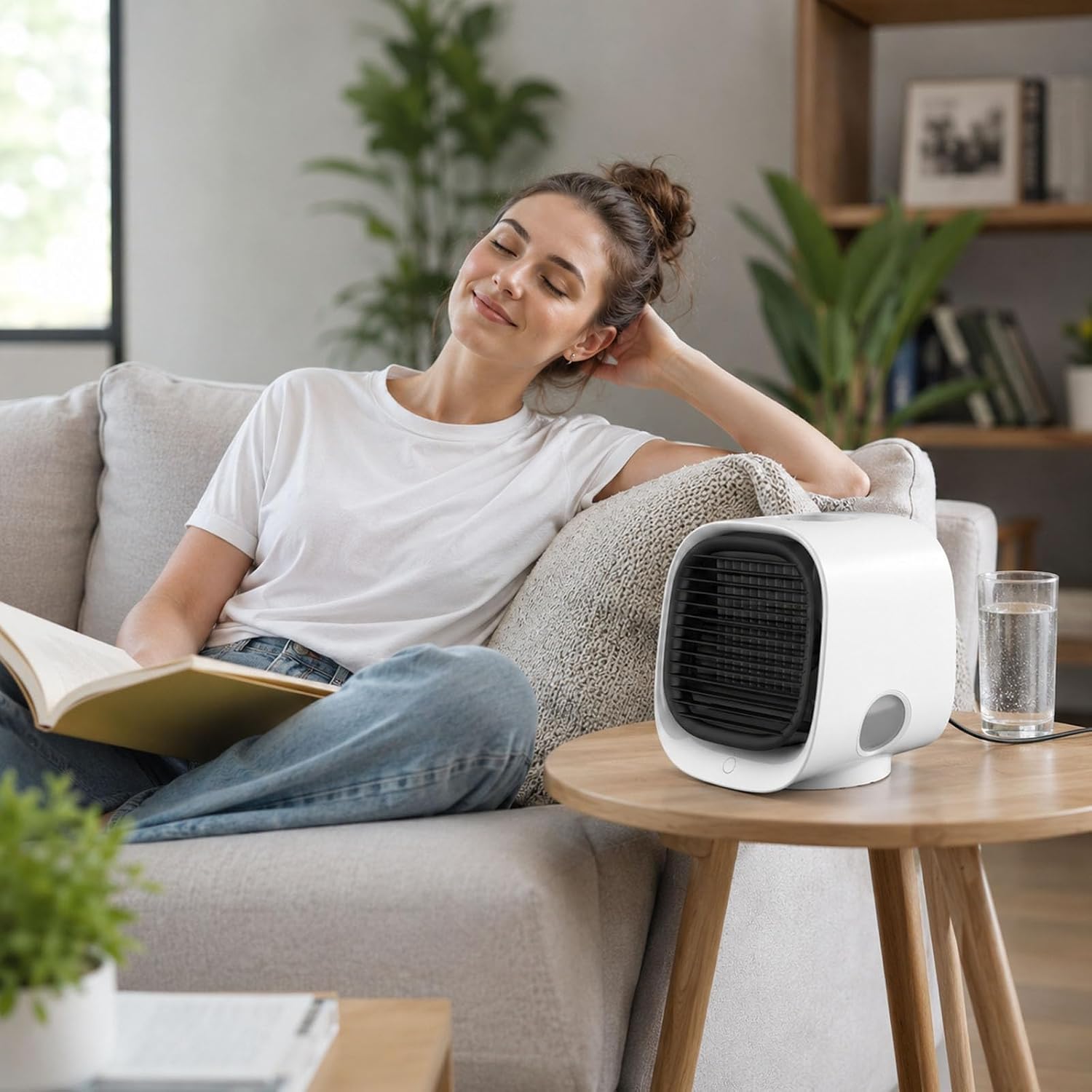 GENERIC Mini Ventilateur De Refroidissement Portable, Version 2026 Améliorée, Avec 3 Vitesses De Refroidissement Et Réservoir De 300 Ml, Ultra-silencieux, Idéal Pour La Chambre, Le Bureau Ou La Maison Pink