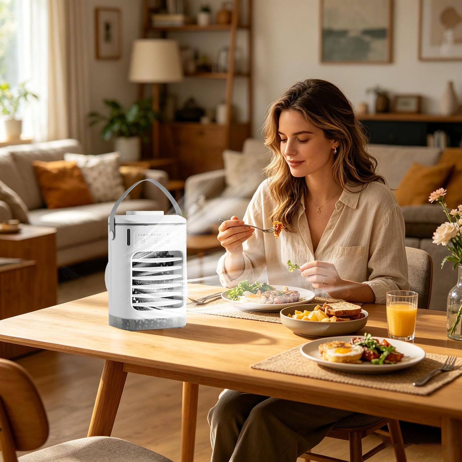  Refroidisseur D'Air Évaporatif Silencieux Portable Avec Télécommande Et Réservoir, Ventilateur Colonne Sans Pales D'Été, Climatiseur Intelligent Mobile Pour Salon, Chambre, Dortoir