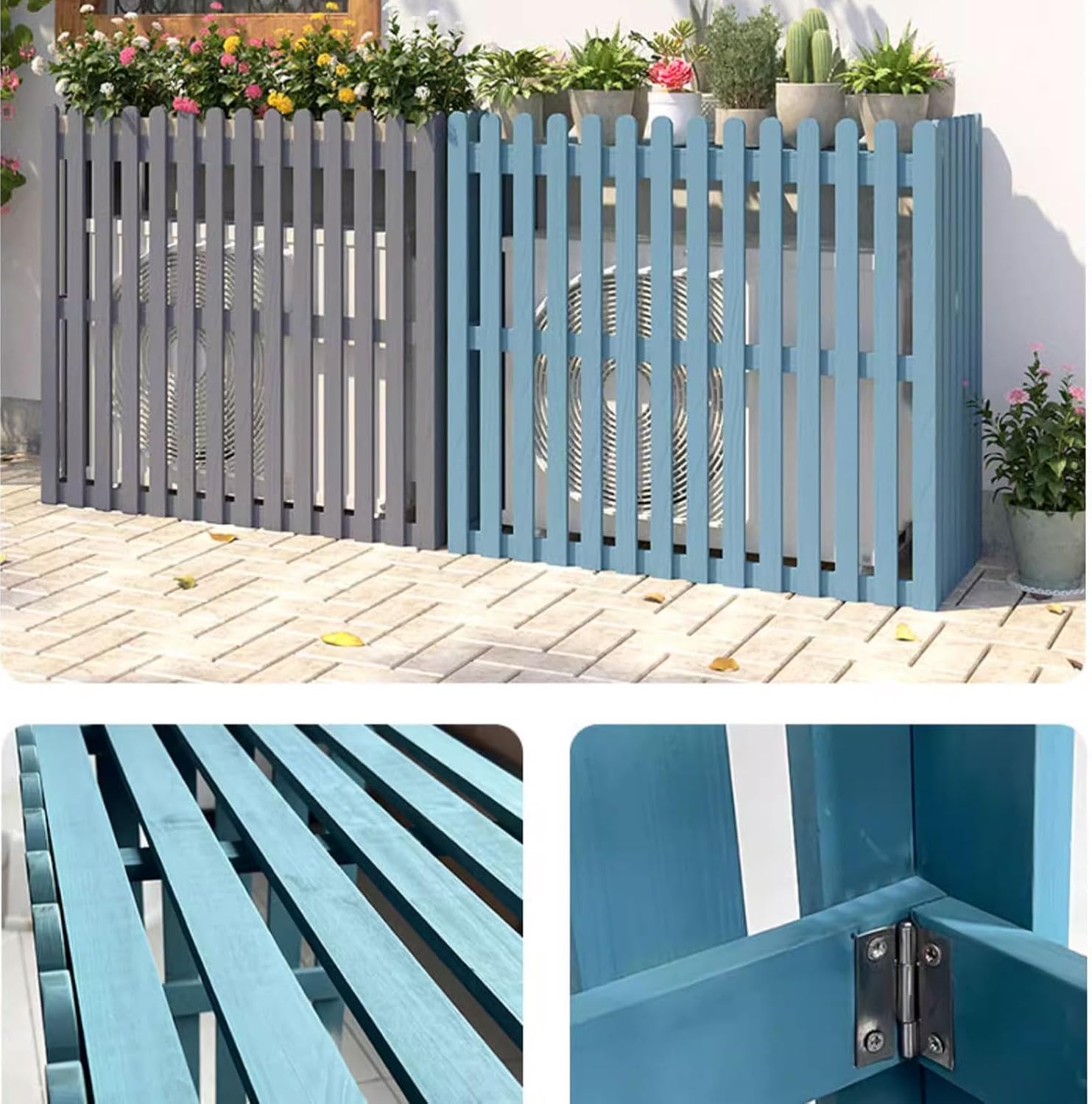  Housse De Protection En Bois Pour Climatiseur Extérieur - Pour Pompe à Chaleur Et Climatisation - Gris - Dimensions : 105 X 50 X 95 Cm - Protection Contre Les Intempéries Pour Unités Extérieures