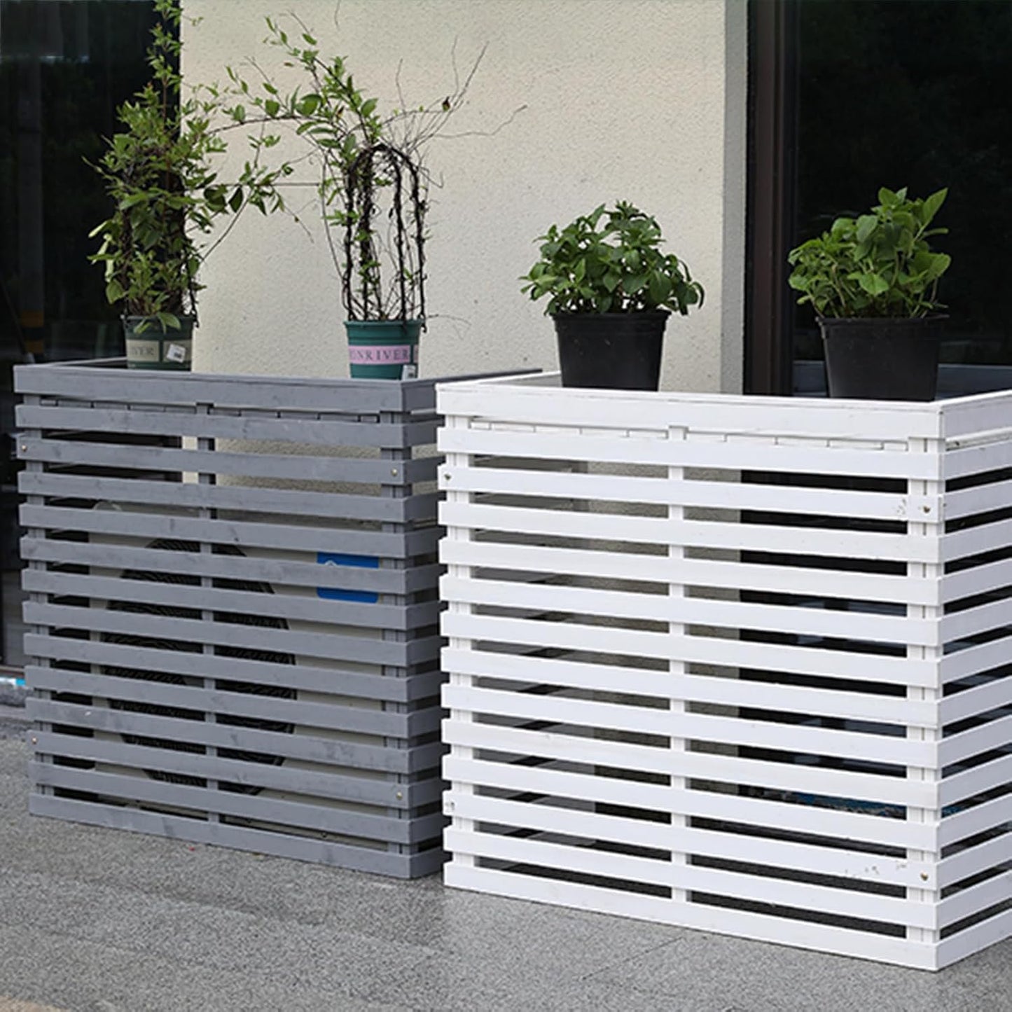  Housse En Bois Pour Climatiseur Extérieur - Protection Durable Avec écran D'intimité Caché - Résistant Aux Intempéries - Élégant Boîtier De Climatiseur Pour Une Utilisation En Extérieur