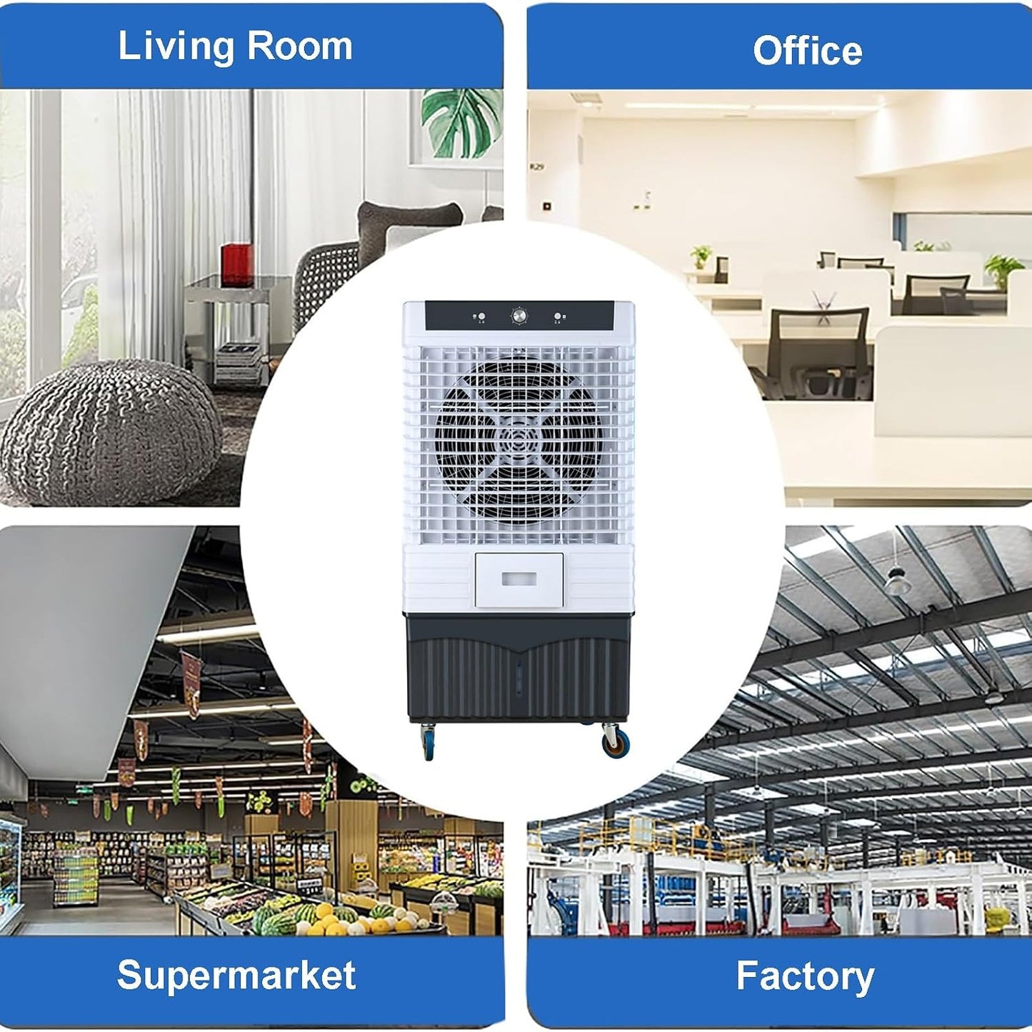  Refroidisseur D'eau Par évaporation, Climatiseur De 80 Litres Pour Garage, Unité De Refroidissement Extérieure Avec Roulettes Universelles, évaporateur Portable Haute Capacité Pour La Maison