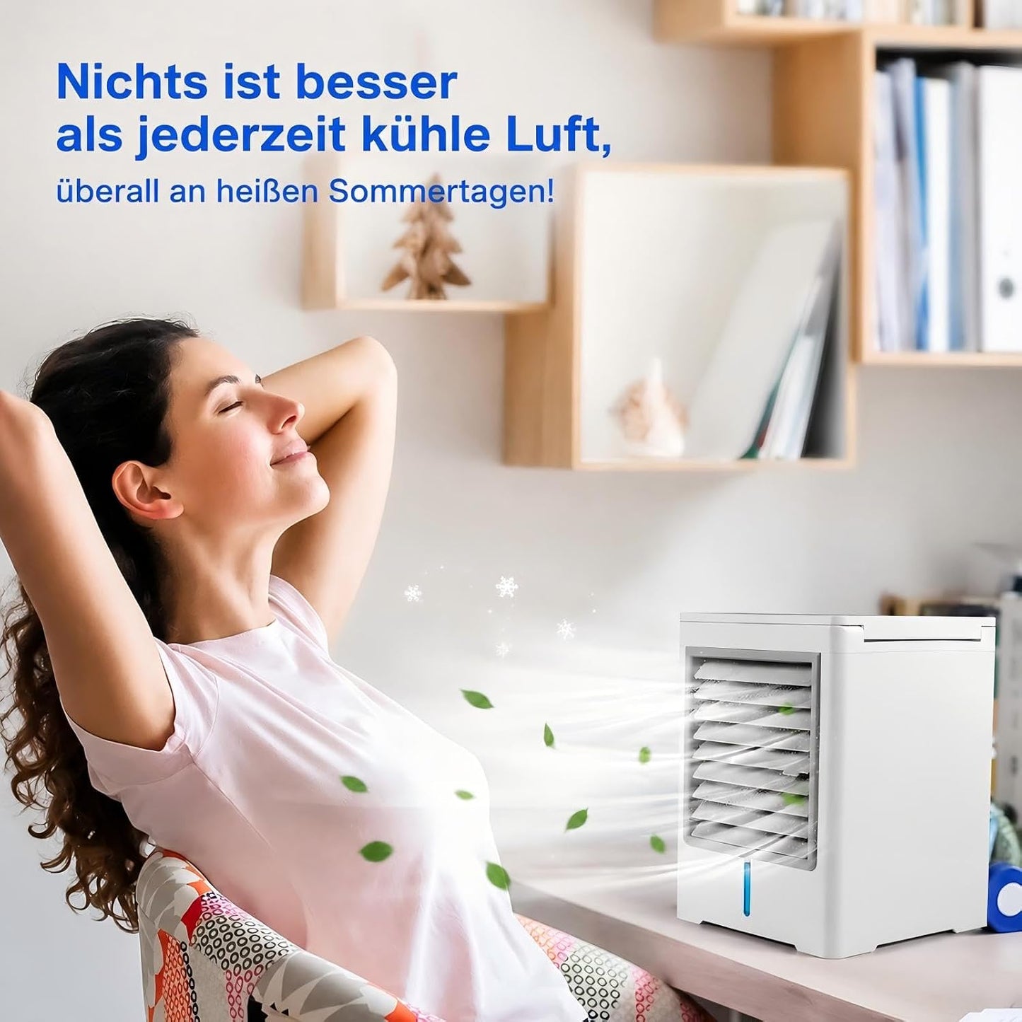  Climatiseur Mobile Portable, Refroidisseur D’Air Silencieux Avec Grand Réservoir D’Eau, Mini Ventilateur De Bureau à Plusieurs Vitesses, Pour Chambre, Bureau, Camping, Voiture, Noir/Blanc