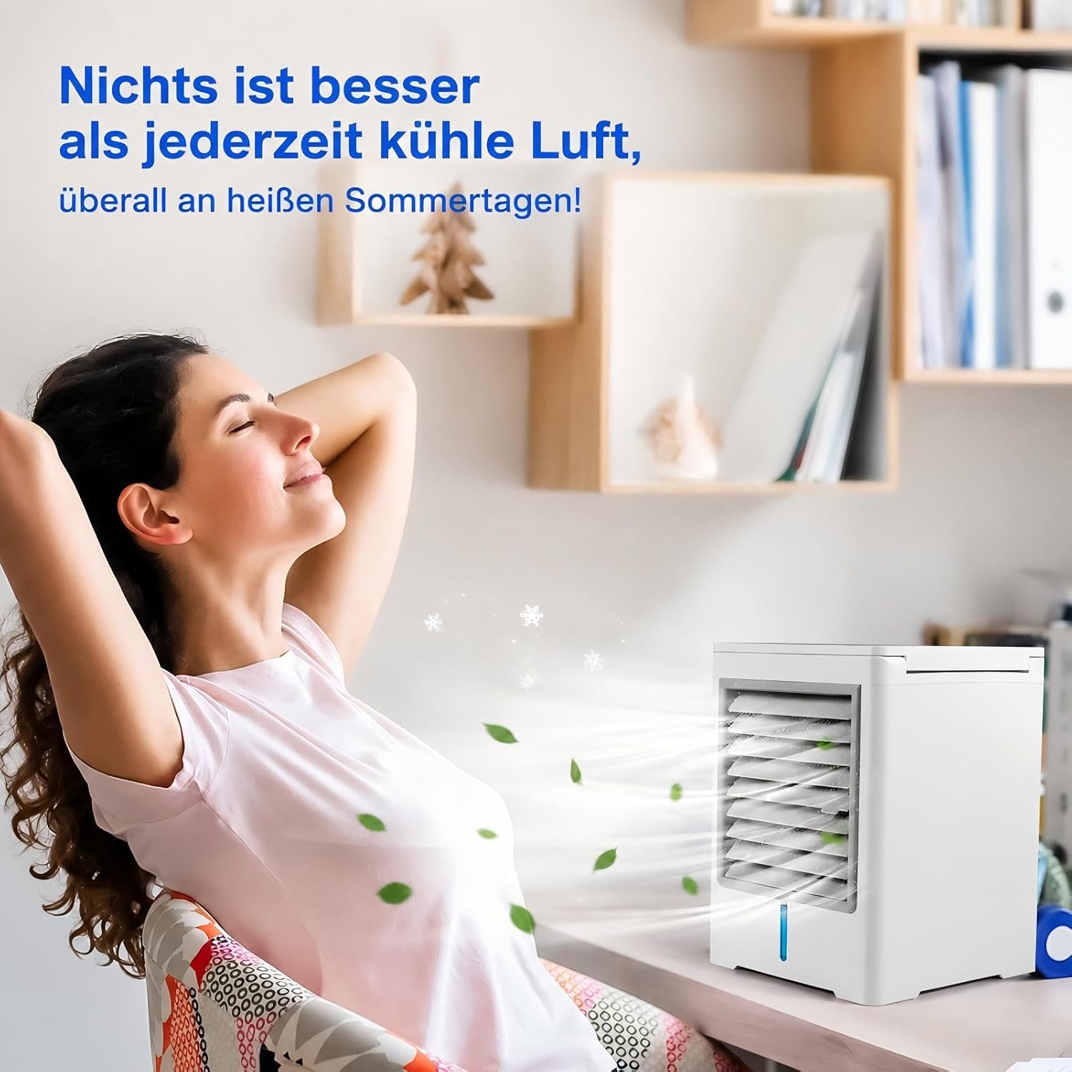  Climatiseur Mobile Portable, Refroidisseur D’Air Silencieux Avec Grand Réservoir D’Eau, Mini Ventilateur De Bureau à Plusieurs Vitesses, Pour Chambre, Bureau, Camping, Voiture, Noir/Blanc
