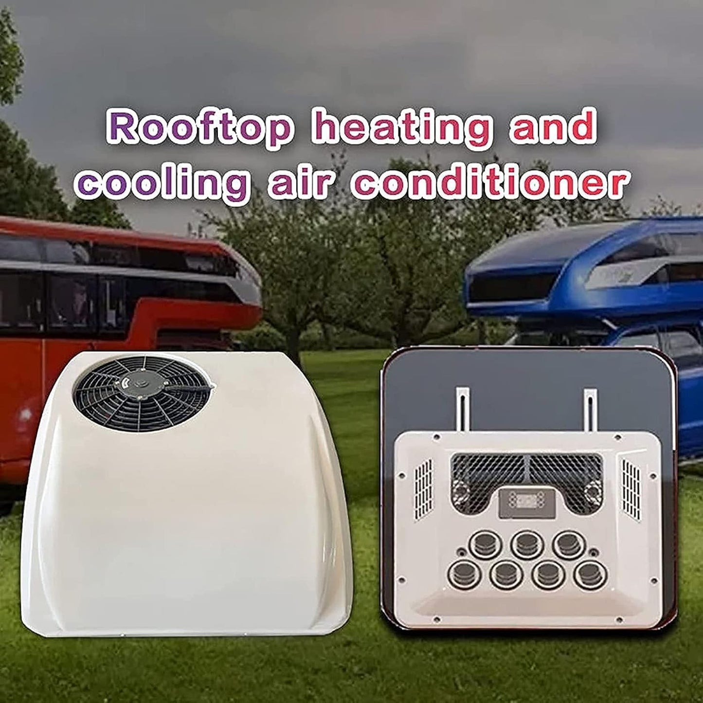  Climatiseur De Toit De Voiture Ultra-Mince 12 V/24 V Cc Pour Camping-Car, Climatiseur Pour Camping-Car, Chauffage Et Climatisation, Compatible Avec Les Mini-Fourgonnettes, Pick-Up, Camping-Cars, Camio