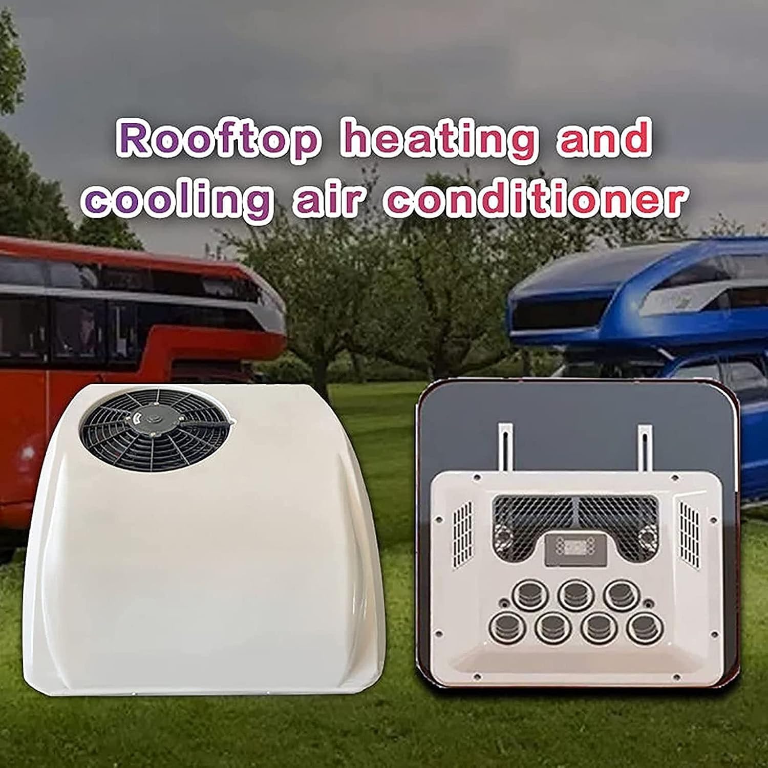  Climatiseur De Toit De Voiture Ultra-Mince 12 V/24 V Cc Pour Camping-Car, Climatiseur Pour Camping-Car, Chauffage Et Climatisation, Compatible Avec Les Mini-Fourgonnettes, Pick-Up, Camping-Cars, Camio