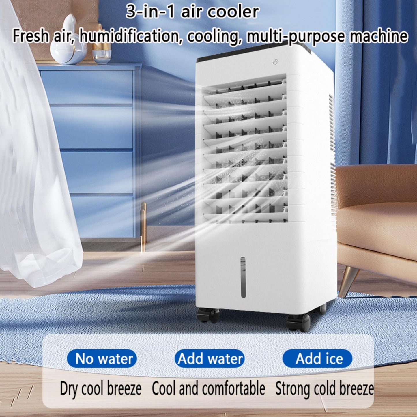 GENERIC Climatiseur Portable à évaporation Avec Ventilateur Silencieux à 3 Vitesses, Minuterie 12 H, Grand Réservoir D'eau, Idéal Pour La Chambre, Le Bureau Et Le Camping.