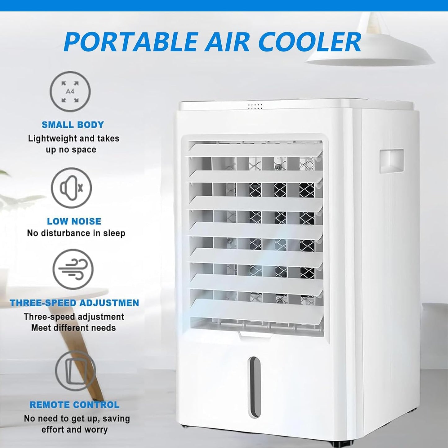  Climatiseur Portable, Mini Refroidisseur D'air Anti-Fuite à 3 Vitesses, Climatiseur Personnel à Glace Pour Chambre, Bureau, Maison, Tente,12V