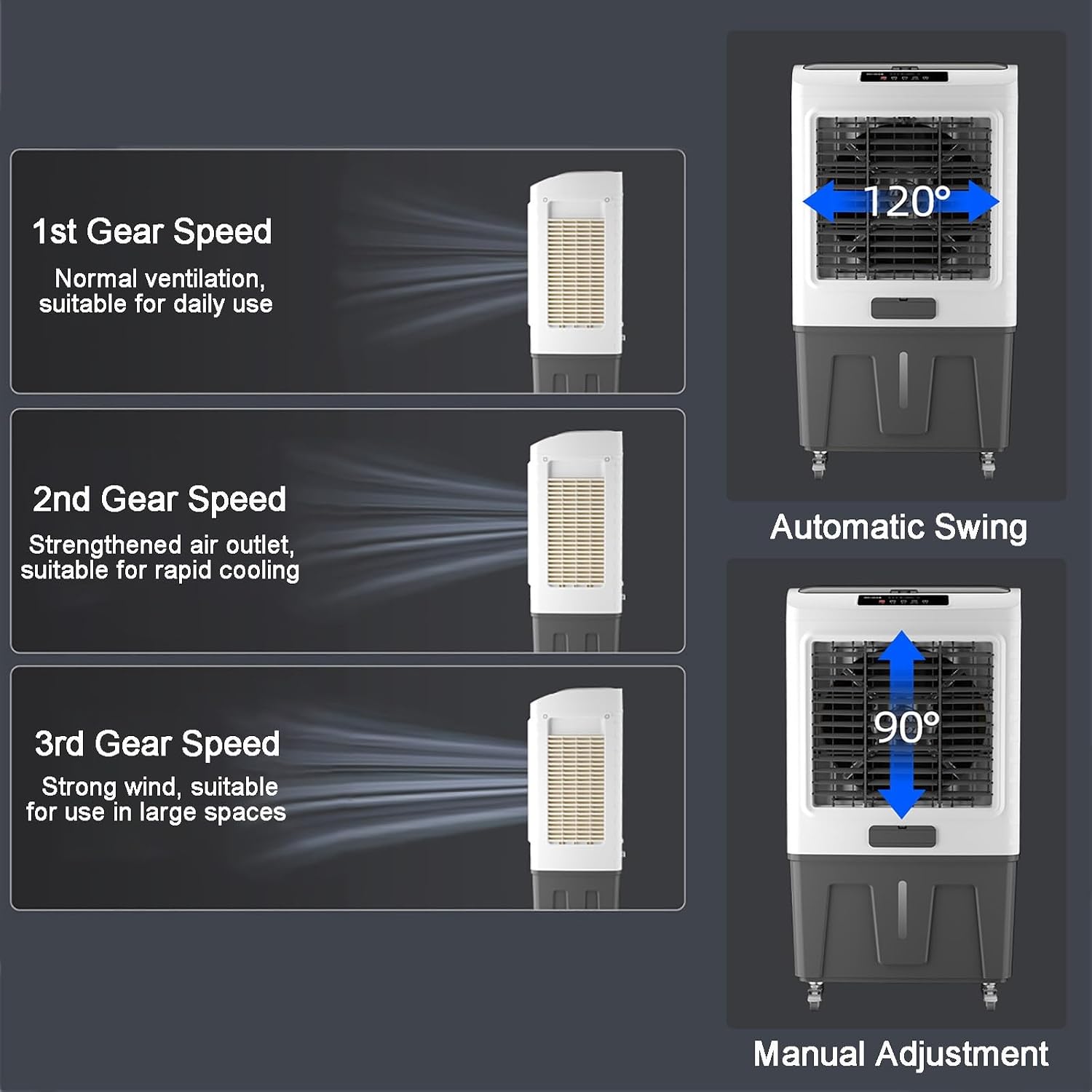 GENERIC Refroidisseur D'air évaporatif Portable Avec Grand Réservoir D'eau Pour Rafraîchir La Pièce, économe En énergie Et Silencieux Pour Le Bureau à Domicile