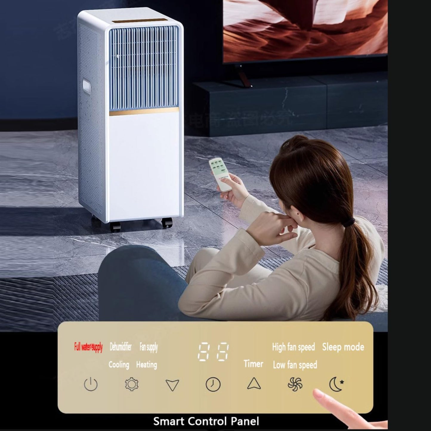  Climatiseur Portable, Unité Intelligente Avec Télécommande, Modes De Sommeil De Ventilateur Sec Frais, Oscillation à 120 °, Minuterie 24H, Kit De Fenêtre Pour Bureau D'étage