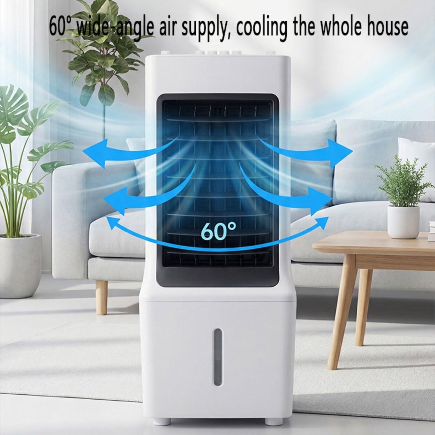  Refroidisseur à évaporation Mobile - Réservoir D'eau De 12 L - Refroidisseur D'air Silencieux Avec Refroidissement à Eau - 3 Vitesses - Débit D'air 180 M³/h - Pour Chambre à Coucher, Salon Et Bureau