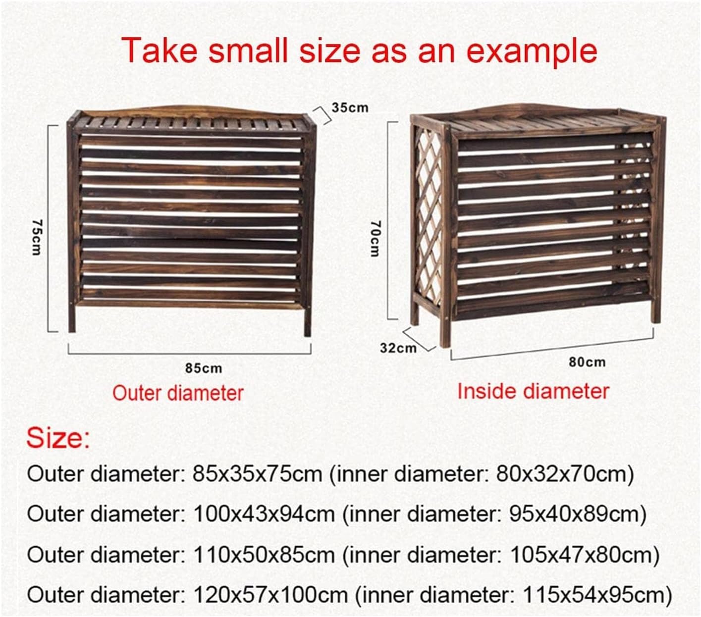  Housse De Climatiseur Extérieur En Bois, Condenseur Extérieur à Persiennes, Support Pour Plantes Marron, Boîtier De Poubelle Dissimulé, Facile à Installer