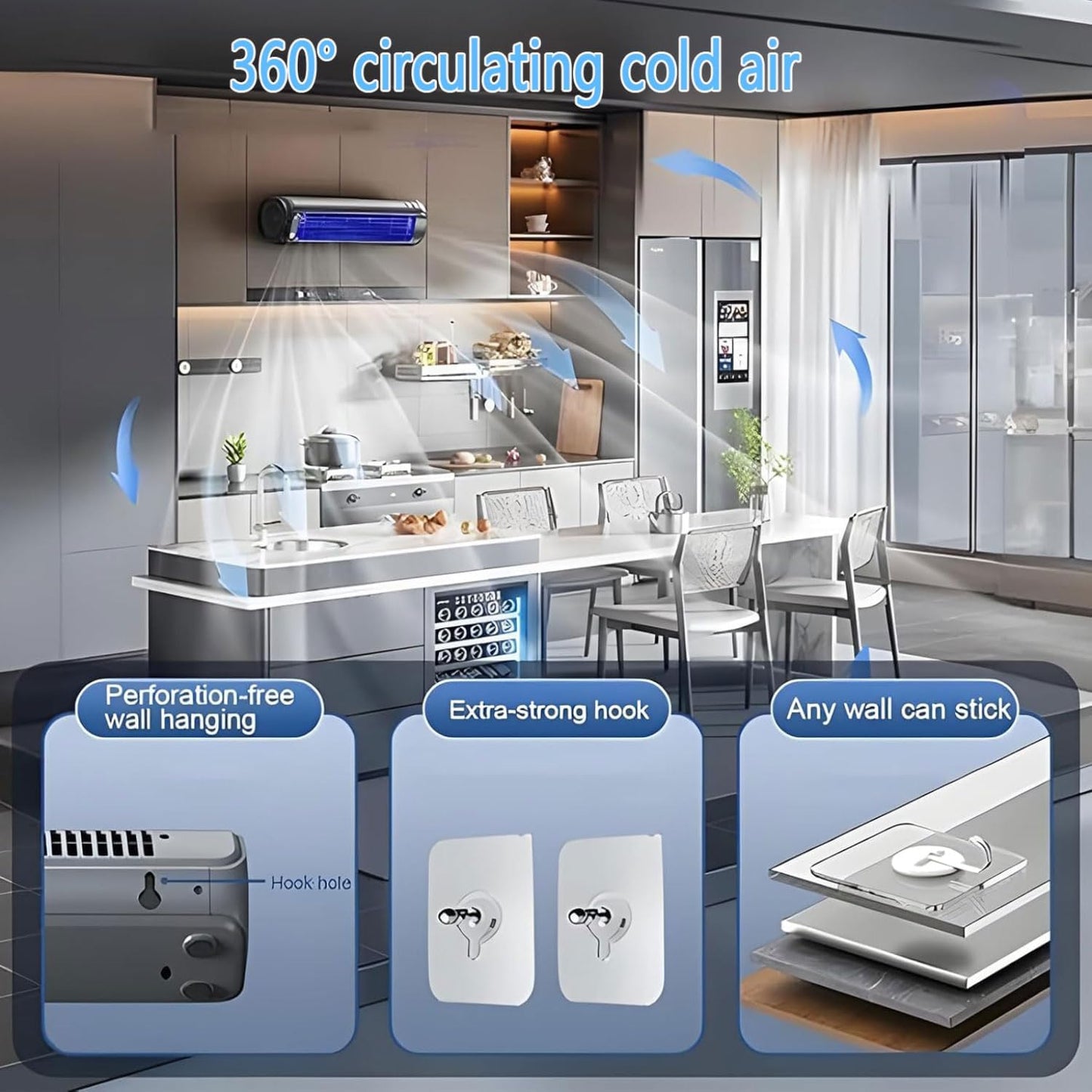 GENERIC Climatisation Portable Avec 3 Vitesses De Vent, Refroidisseur D'air, Aucune Installation Requise, Fonction De Charge USB, Portable, Petit Ventilateur, Refroidissement à L'air