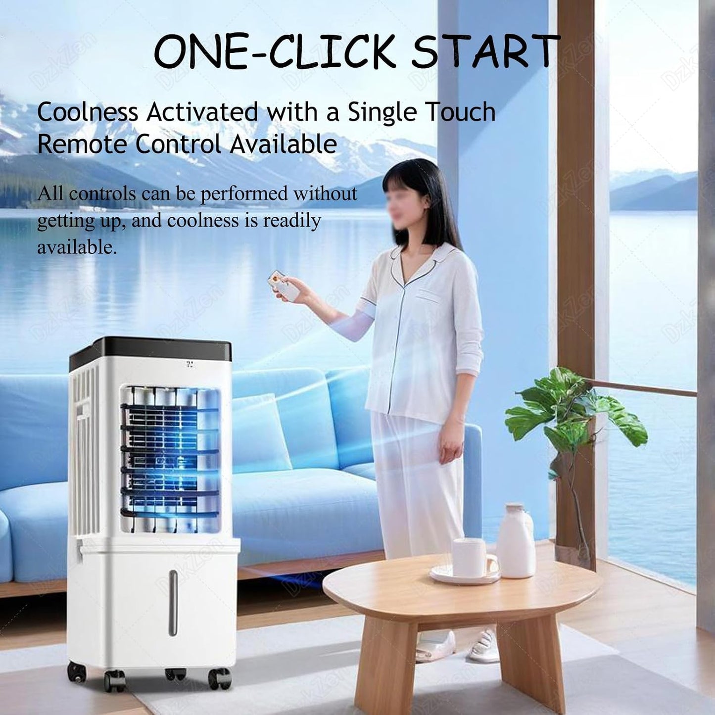  Climatiseur Portable Sans Conduit D'éVacuation, RafraîChisseur D'air Pour La Maison Et Le Bureau, 3 Vitesses RéGlables, éCoéNergéTique, Design Compact Et LéGer