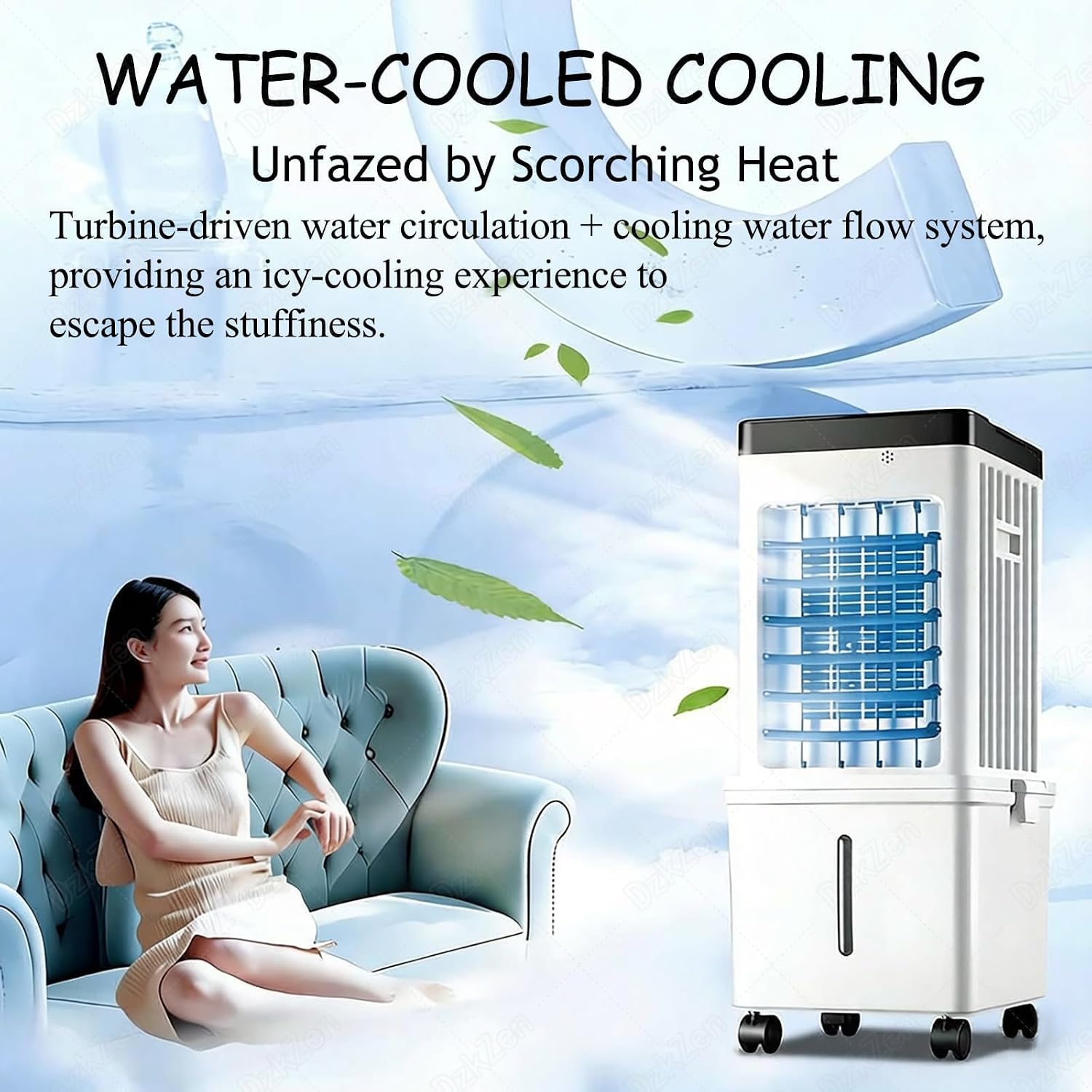 GENERIC Climatiseur Portable Sans Fenêtre, Ventilateur Rafraîchisseur D’Air De 15 L Avec 3 Réglages De Vitesse Et Minuterie De 7,5 Heures, Oscillation à 90° Et Humidificateur, Refroidisseur Évaporatif