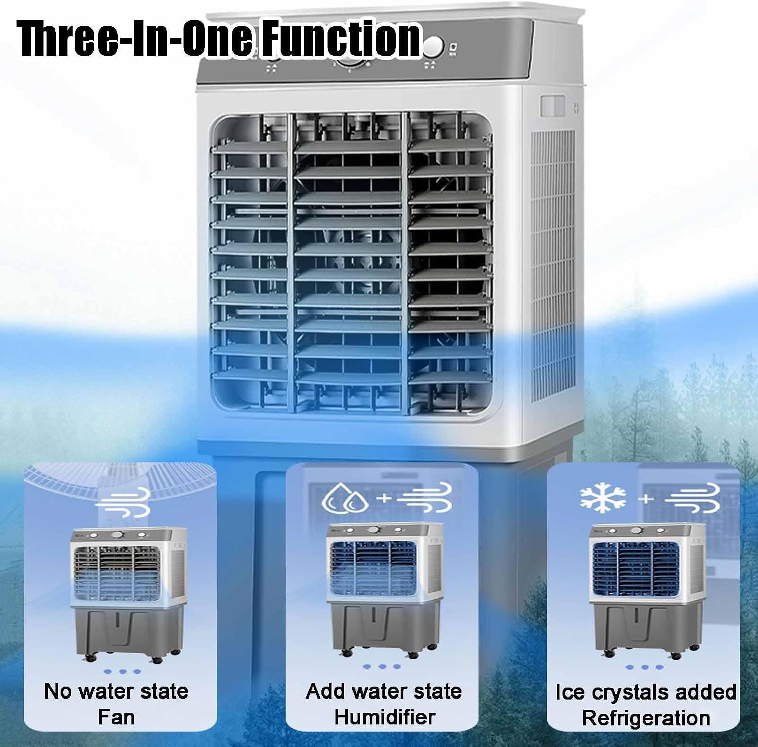 GENERIC Refroidisseur D'air Portable, Grand Réservoir De 65 L, 3 Vitesses De Ventilateur, Modes 3 En 1, Pour Pièces De 20 à 90 ㎡, Refroidisseur Par évaporation à La Maison/bureau/école