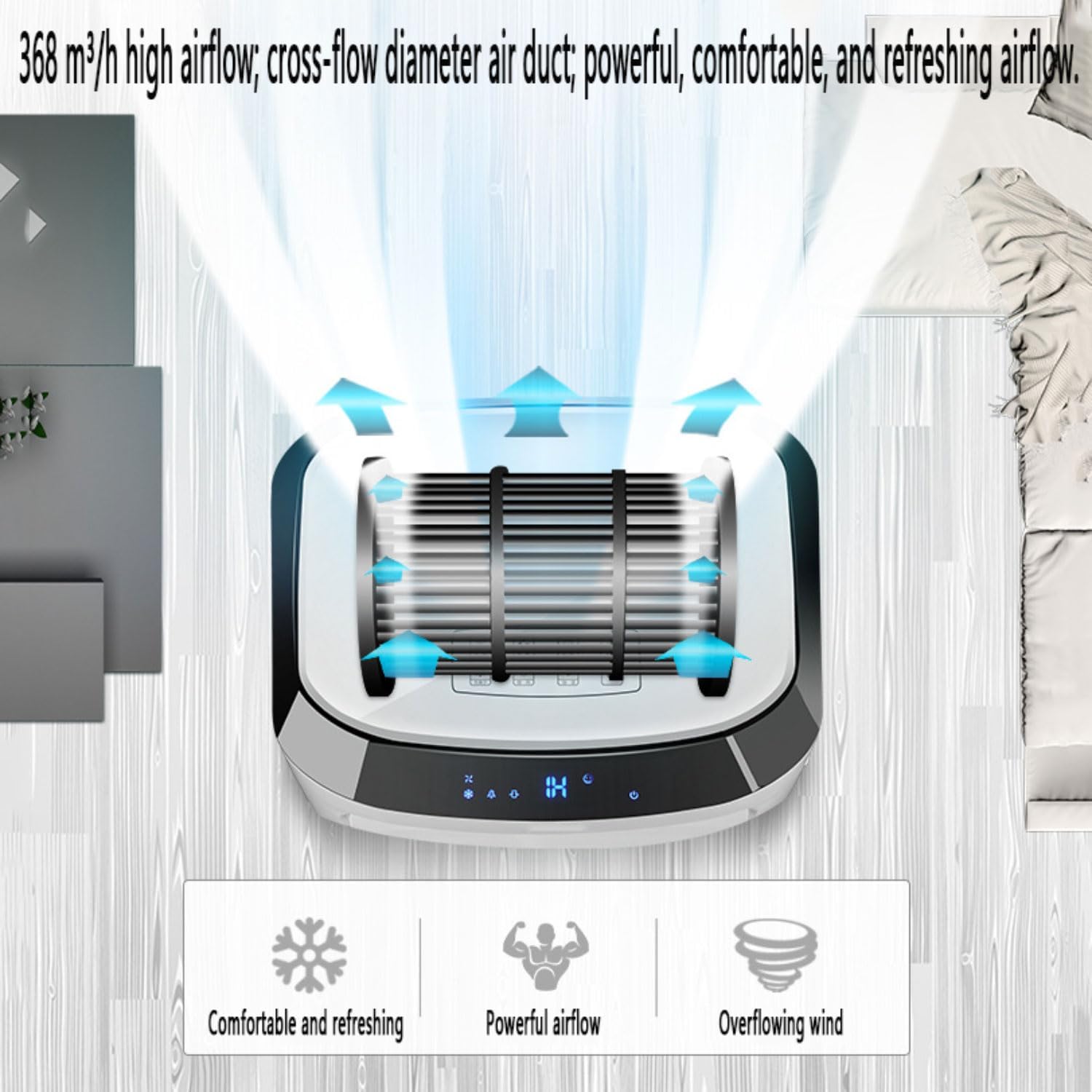 GENERIC Climatiseur évaporatif Avec Réservoir D'eau De 10 L, Oscillation à 60°, Minuterie 8 H, 3 Modes Et 3 Vitesses, Climatiseur Portable Pour Chambre Ou Bureau