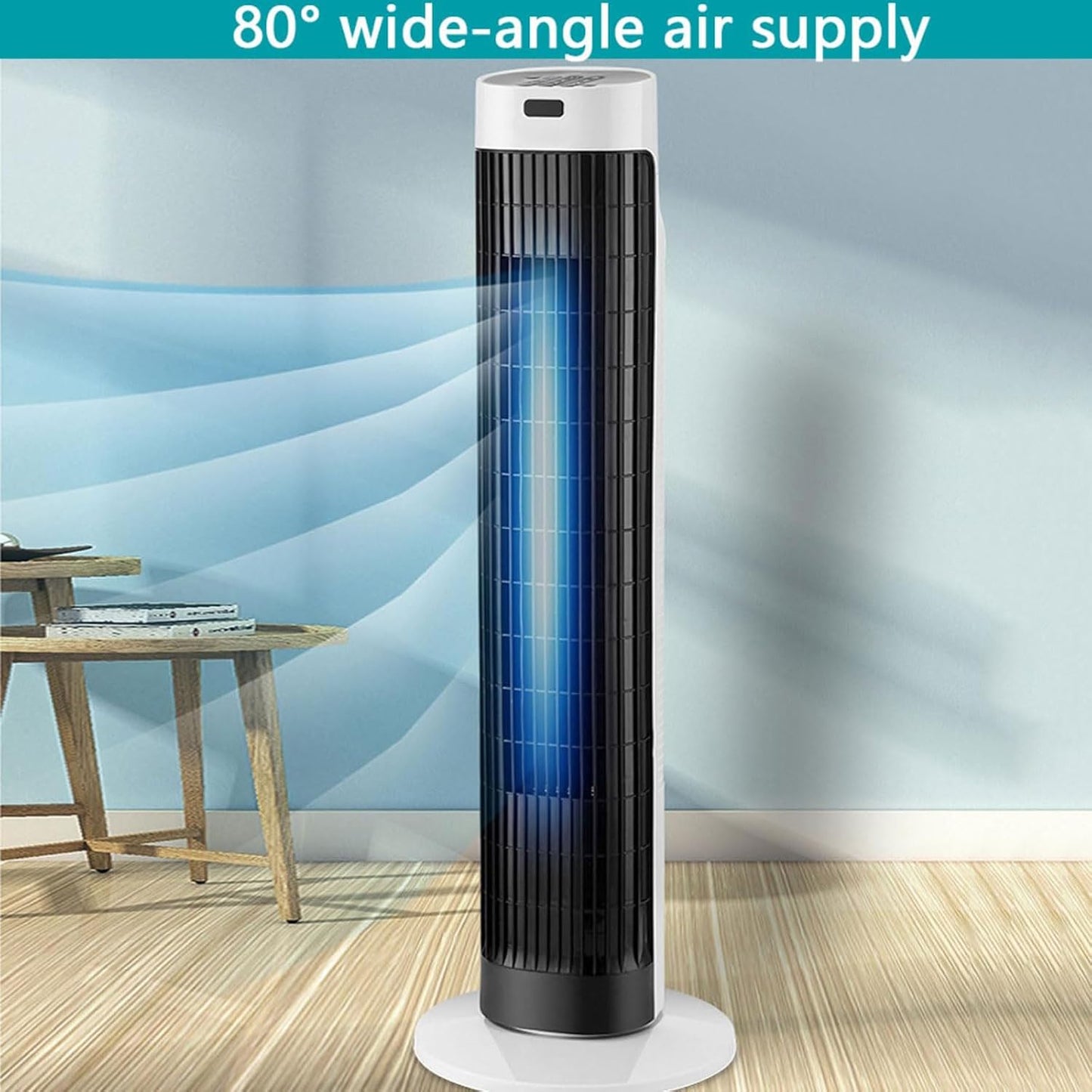 GENERIC Refroidisseur D'air évaporatif 3 En 1 Avec Oscillation à 80°, Ventilateur De Tour Portable Avec 3 Vitesses Et Fonctionnement Silencieux, Idéal Pour Le Refroidissement De Bureau à Domicile Et La Circul