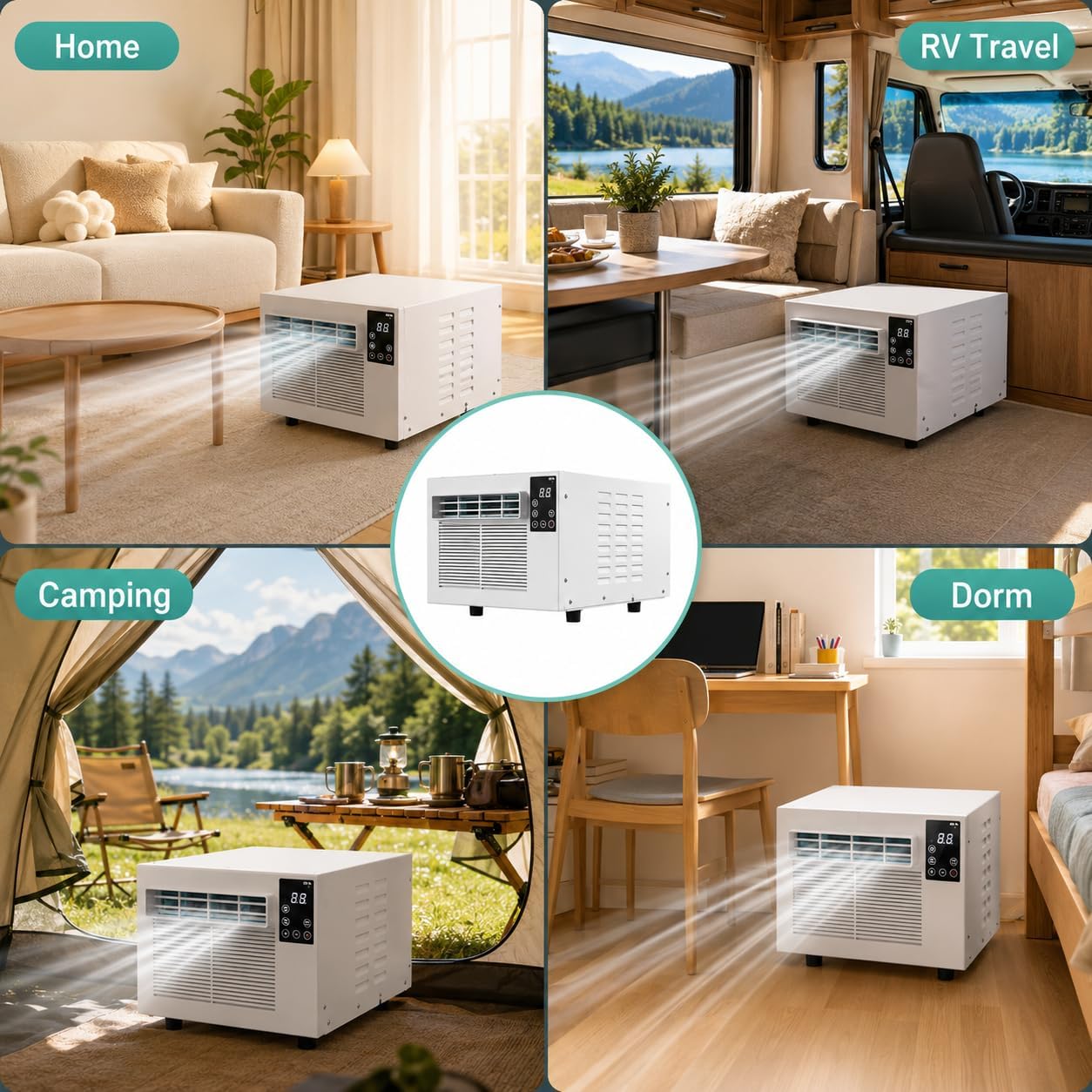 GENERIC 1876BTU Unité De Courant Alternatif Portable, Déshumidificateur Compact Pour L'espace De 5m2, Contrôle De Refroidissement Et D'humidité Silencieux, Mouvement Facile Avec Roulettes, Aucune Unité Extéri