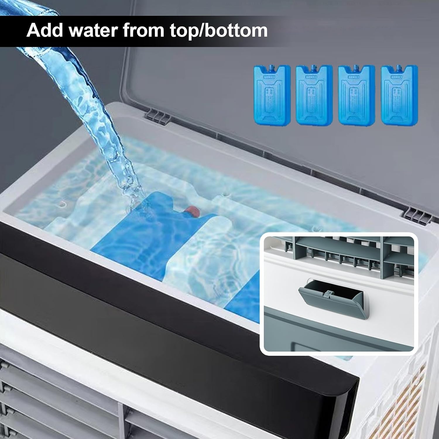 GENERIC Refroidisseur D'air Par évaporation Avec Télécommande, Minuterie 12h, 3 Vitesses De Vent Pour Un Refroidissement Efficace Dans Les Espaces Extérieurs Et Intérieurs