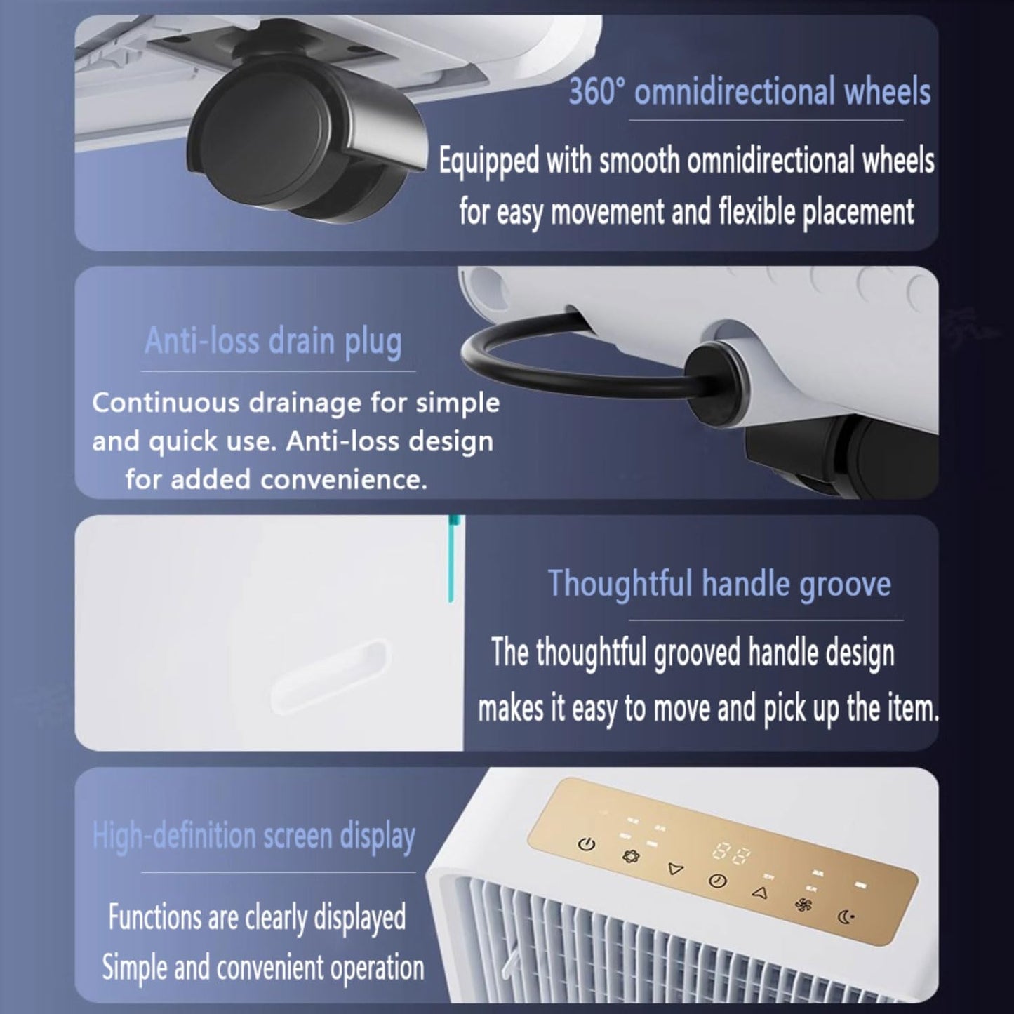  Climatiseur Portable, Unité Intelligente Avec Télécommande, Modes De Sommeil De Ventilateur Sec Frais, Oscillation à 120 °, Minuterie 24H, Kit De Fenêtre Pour Bureau D'étage