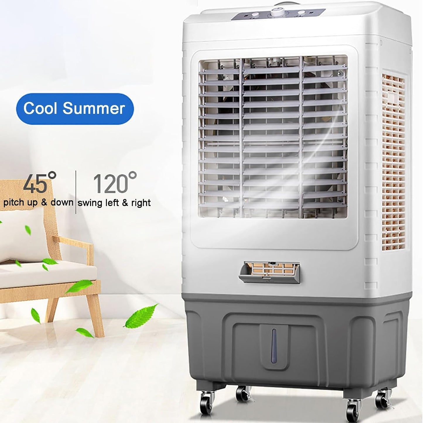  Refroidisseur D'air 3 En 1 Climatiseur Mobile Avec Réservoir D'eau De Grande Capacité De 80 L, Léger, Silencieux, 3 Vitesses De Vent Pour Une Utilisation Intérieure En Extérieur (Size : 80L)