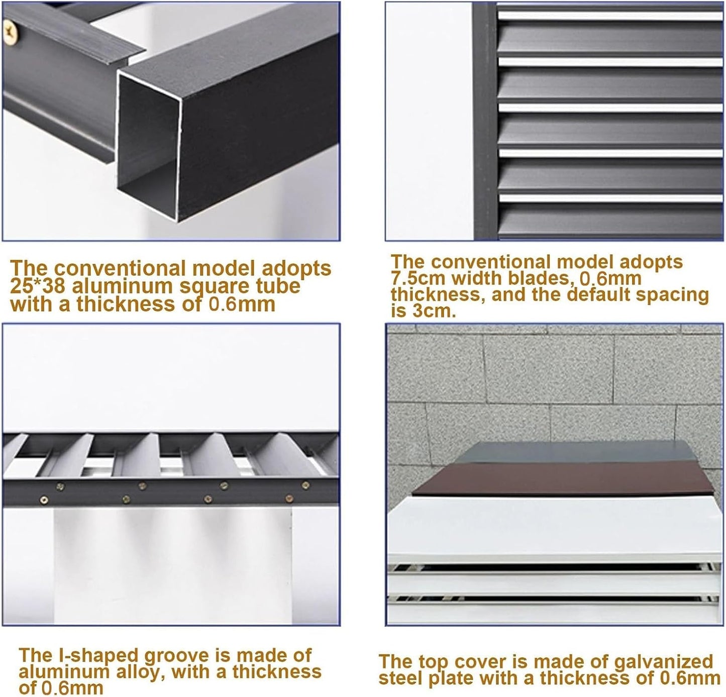  Lot De 2 Grilles De Protection Pour Climatiseurs Mini-Split Extérieurs, En Aluminium, Pour Protection De La Vie Privée, Pour Pompes à Chaleur, Antivol (Noir, 110 X 60 X 80 Cm)