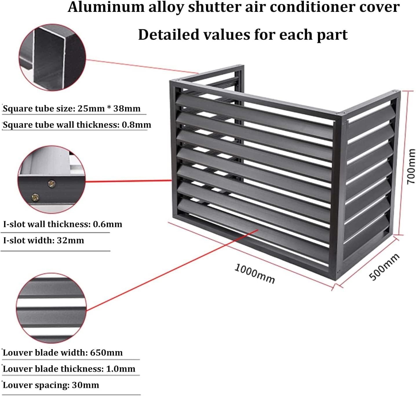  Couverture De Climatiseur De Fenêtre Extérieure, Couverture De Protection Résistante Aux Intempéries En Aluminium For Les Unités Extérieures, Écran De Confidentialité For Stores De Jardin (Color : Sc