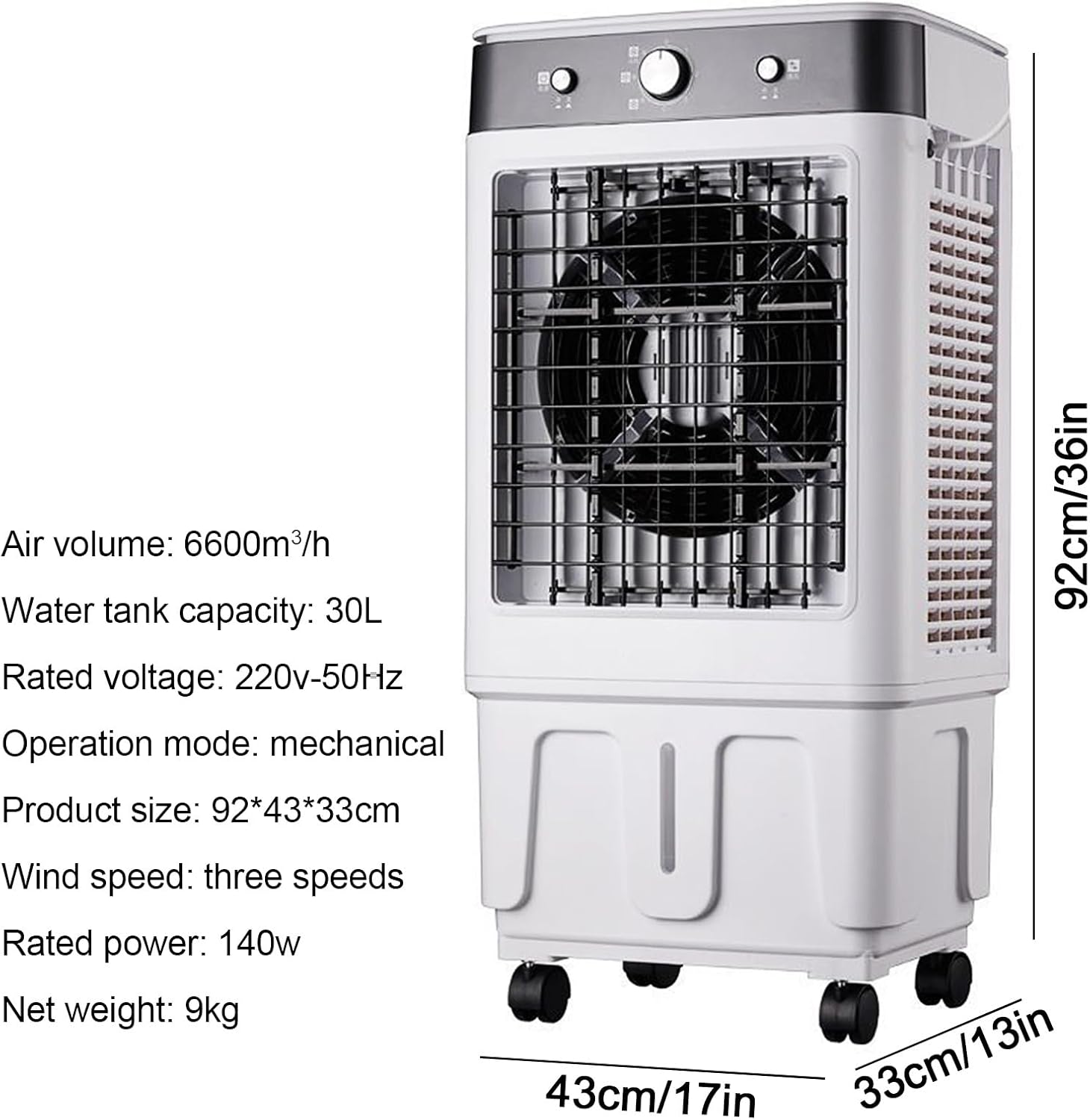  Refroidisseur D'air Par évaporation 6600 CFM Avec Réservoir D'eau De 12 Gallons, Télécommande, Minuterie De 12 Heures, 4 Compartiments à Glace, 3 Vitesses De Ventilation Pour Une Utilisation Intérie
