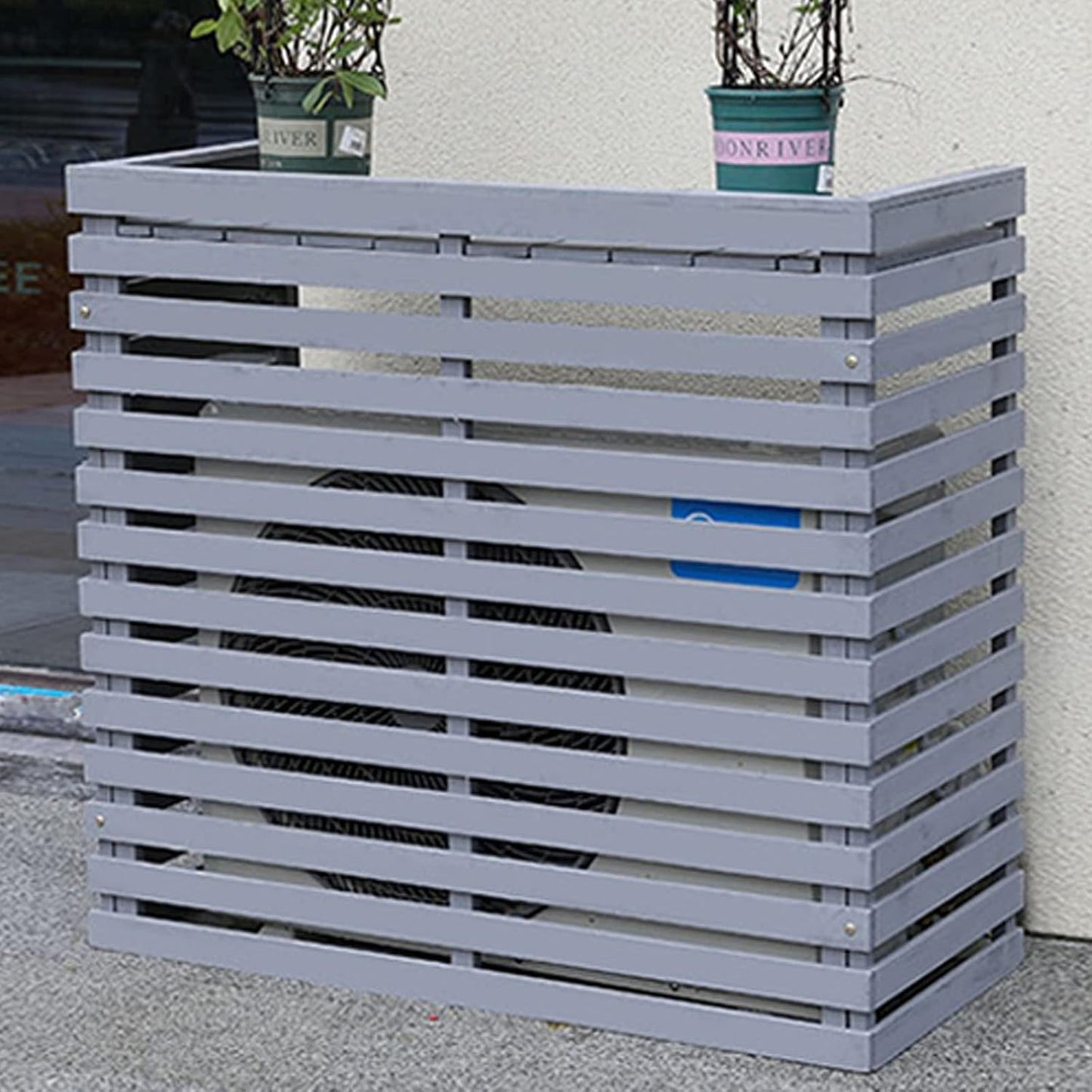 GENERIC Bonsai Design Housse En Bois Pour Climatiseur – Protection D'unité Extérieure | Cadre AC Polyvalent Pour Toutes Les Scènes | Design élégant En Maille Pour Une Utilisation Toute L'année