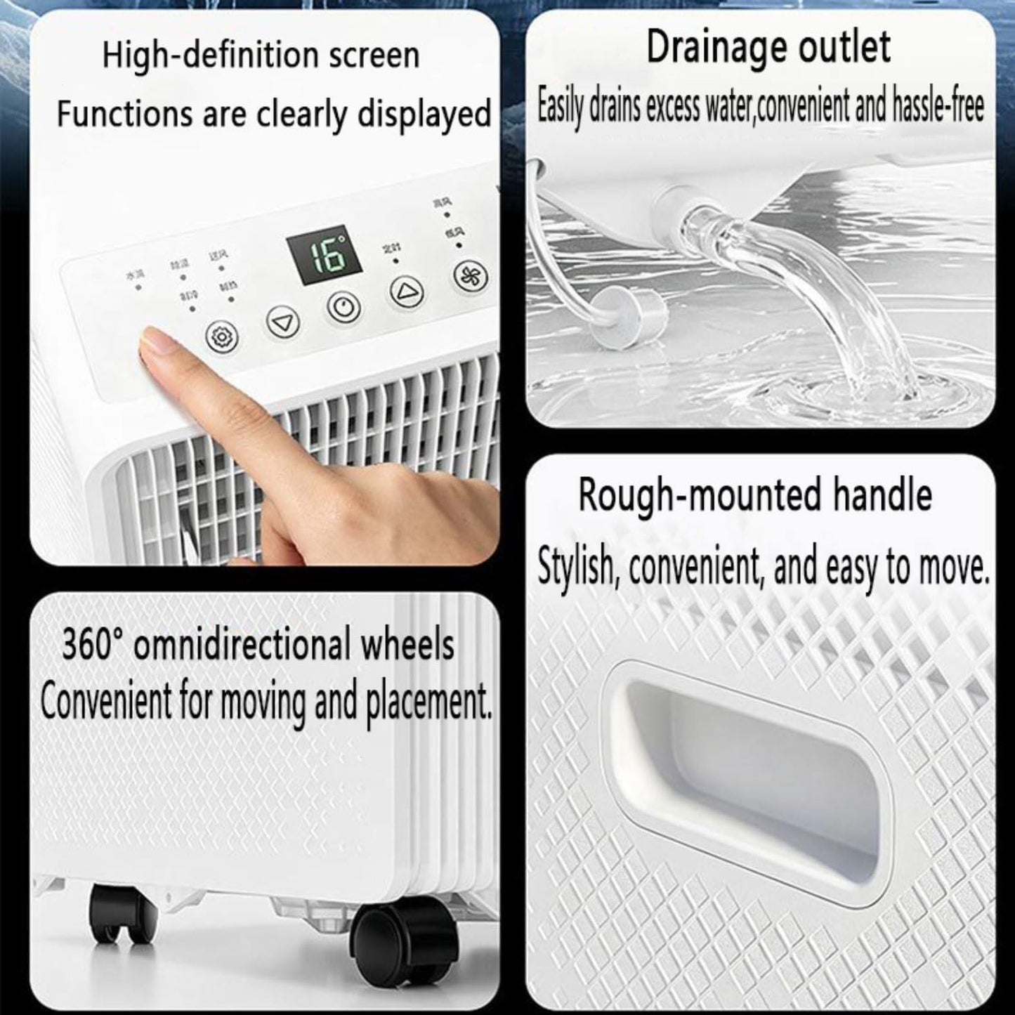  Climatiseur Portable 8000 BTU Pour Grande Pièce Jusqu'à 300 Pieds Carrés, AC Intelligent Avec Télécommande, Refroidissement Rapide, Déshumidificateur, Mode De Sommeil Silencieux, Kit De Fenêtre Inclus
