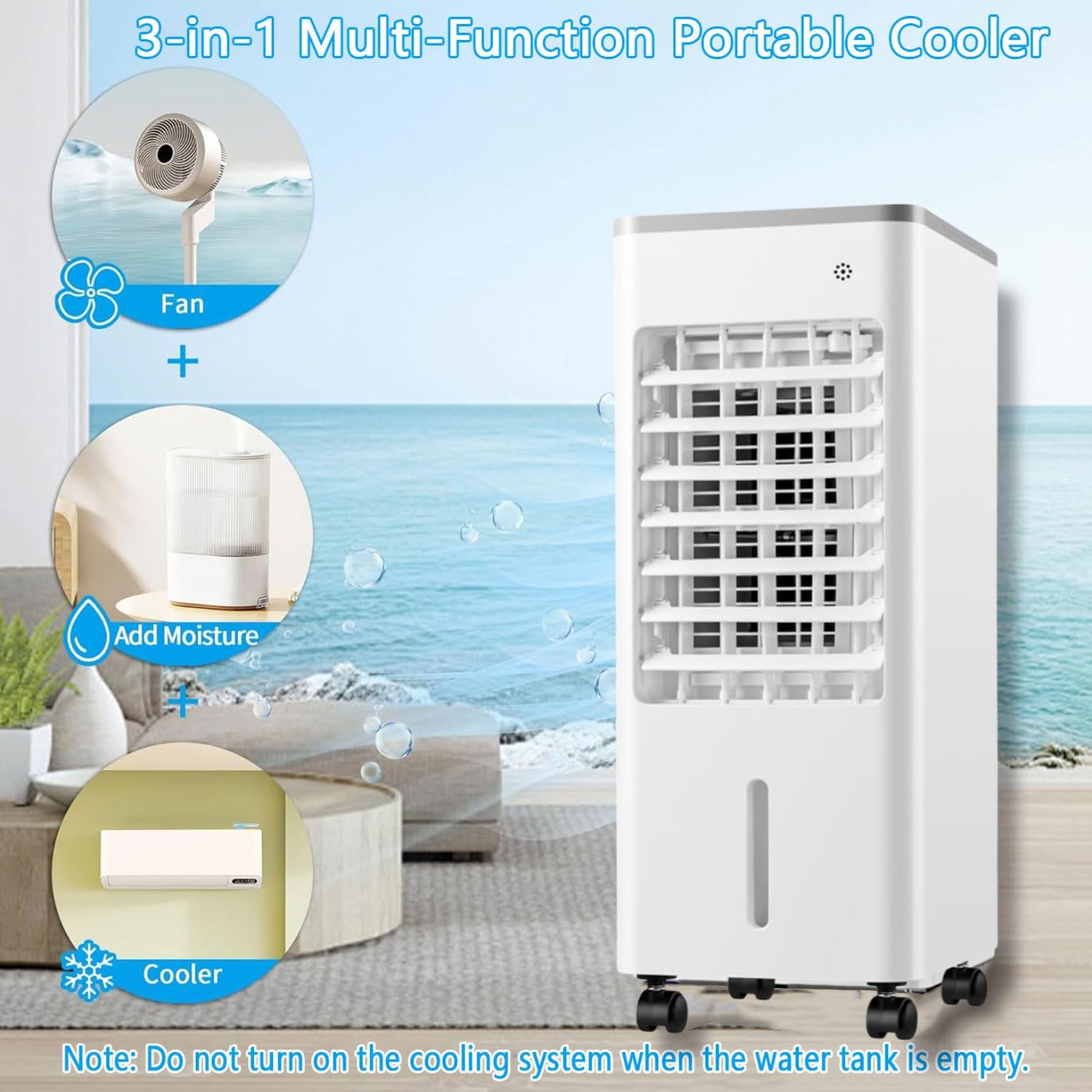 GENERIC Climatiseur Portable - Refroidisseur D'évaporation Avec écran LED, Humidificateur Pour La Maison Et Le Bureau