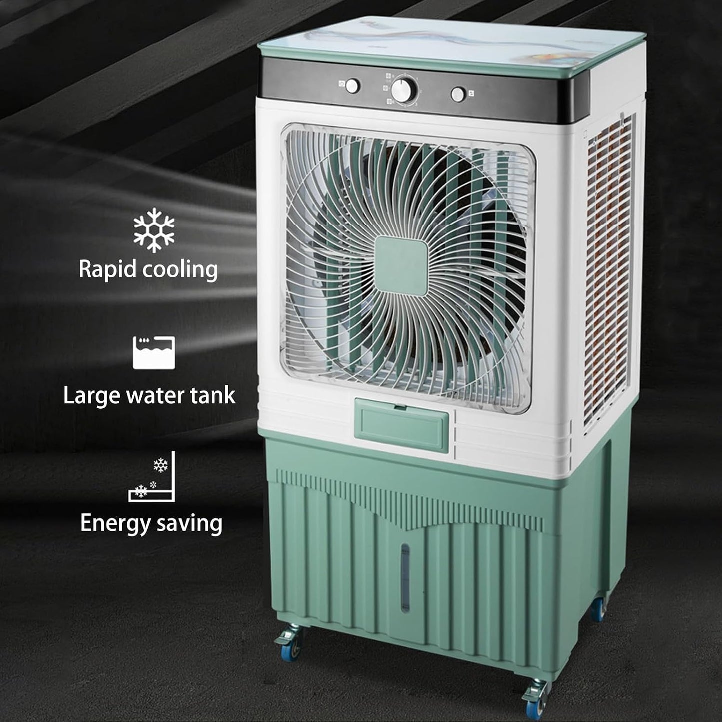 GENERIC Climatiseur Portable, Refroidisseur D'air Par évaporation Avec 3 Vitesses Et Réservoir D'eau, Refroidisseur De Marais Efficace Pour La Maison, Le Bureau, Le Garage, économe En énergie Et Compact