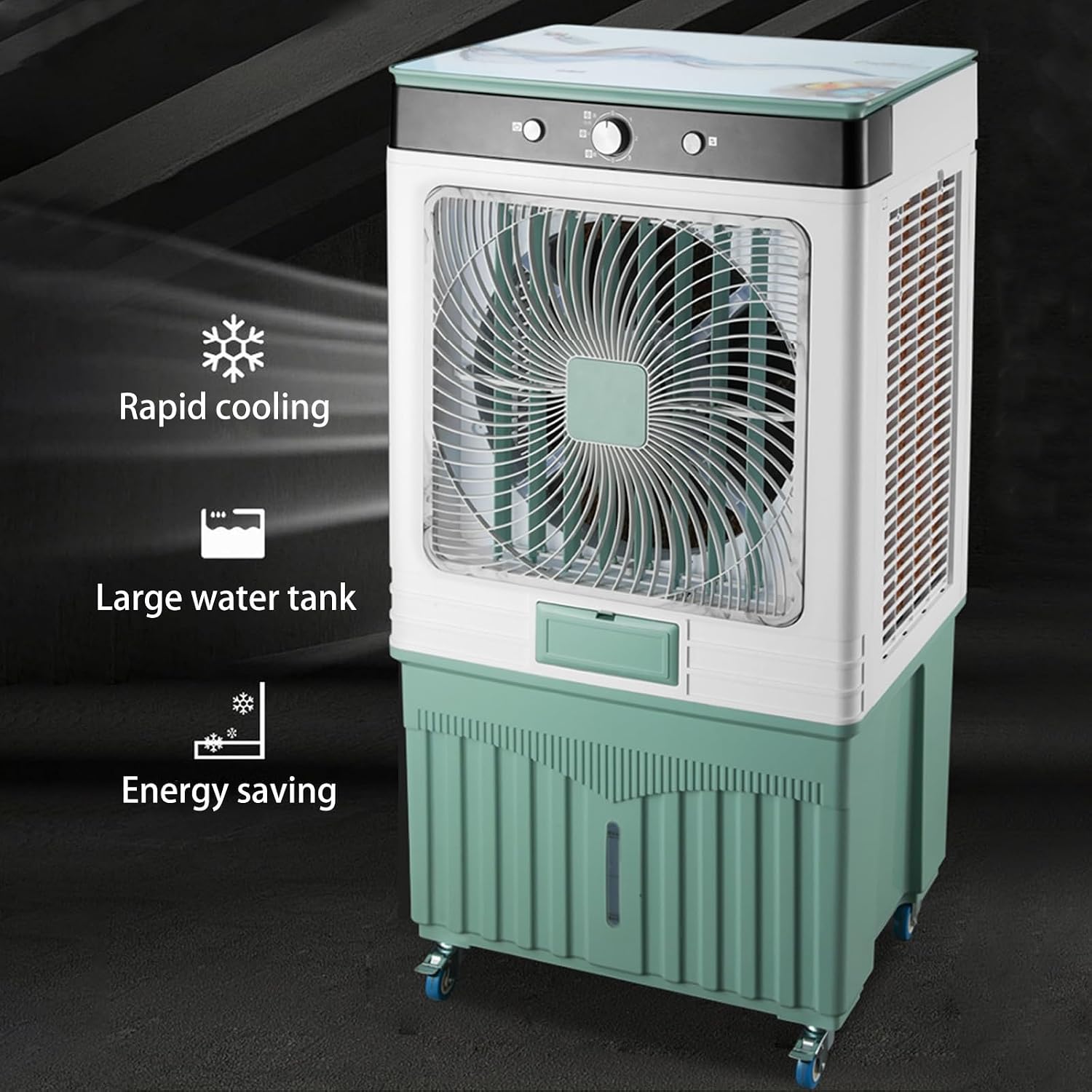 GENERIC Climatiseur Portable, Refroidisseur D'air Par évaporation Avec 3 Vitesses Et Réservoir D'eau, Refroidisseur De Marais Efficace Pour La Maison, Le Bureau, Le Garage, économe En énergie Et Compact