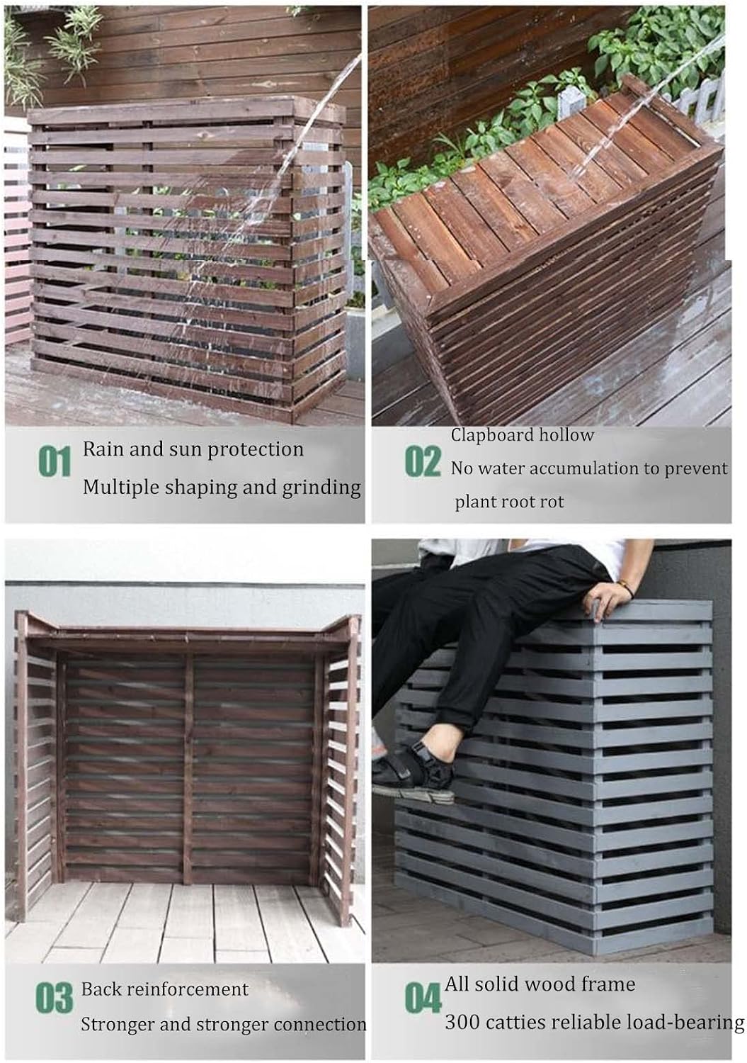  Ivholz Housse Pour Unité De Climatisation Extérieure – Volets Haute Résistance Aux Intempéries Pour Climatiseurs Centraux – Dissimulez élégamment Votre Unité De Climatisation Extérieure Avec Une