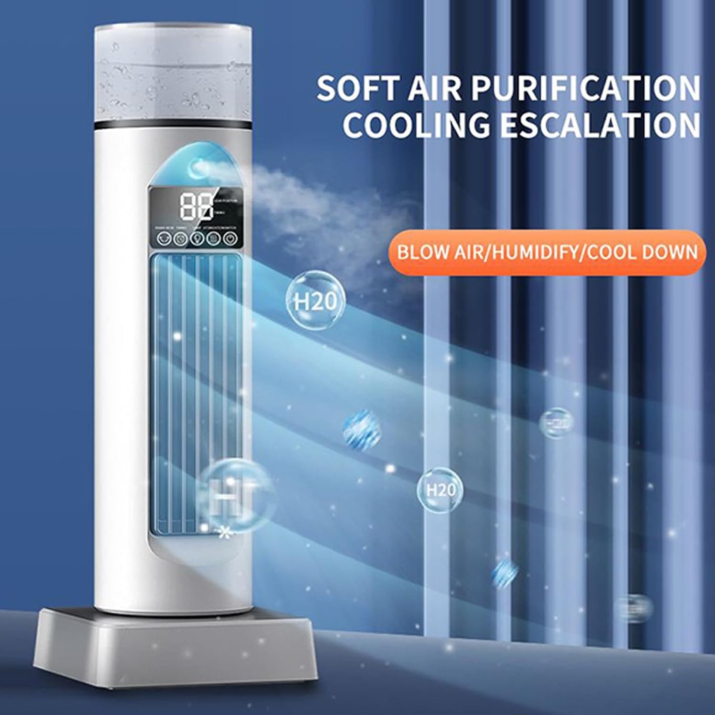 GENERIC Ventilateur AC Portable | Climatiseur à Air Frais | 6 Vitesses Oscillantes Sans Pales Avec Télécommande Et Réservoir D'eau, Humidificateur Pour La Maison, Le Bureau, Le Garage Intérieur