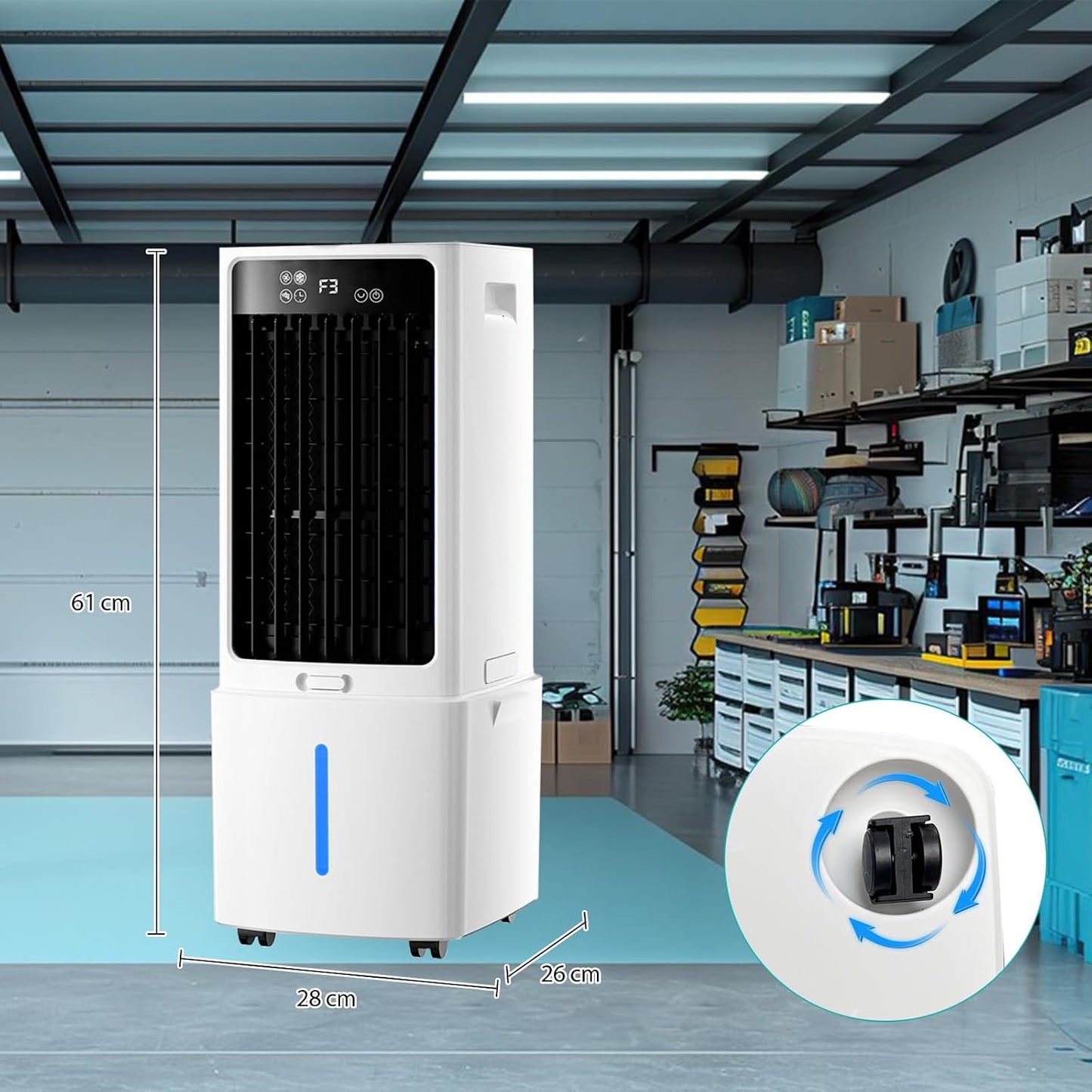  Rafraîchisseur D'air Évaporatif 12L (Alternative Climatiseur Mobile Sans Évacuation), 800 M³/h Puissant Portable, 3-en-1 Ventilateur & Humidificateur Avec Télécommande, Minuteur 12H, 6 Pains De Glace