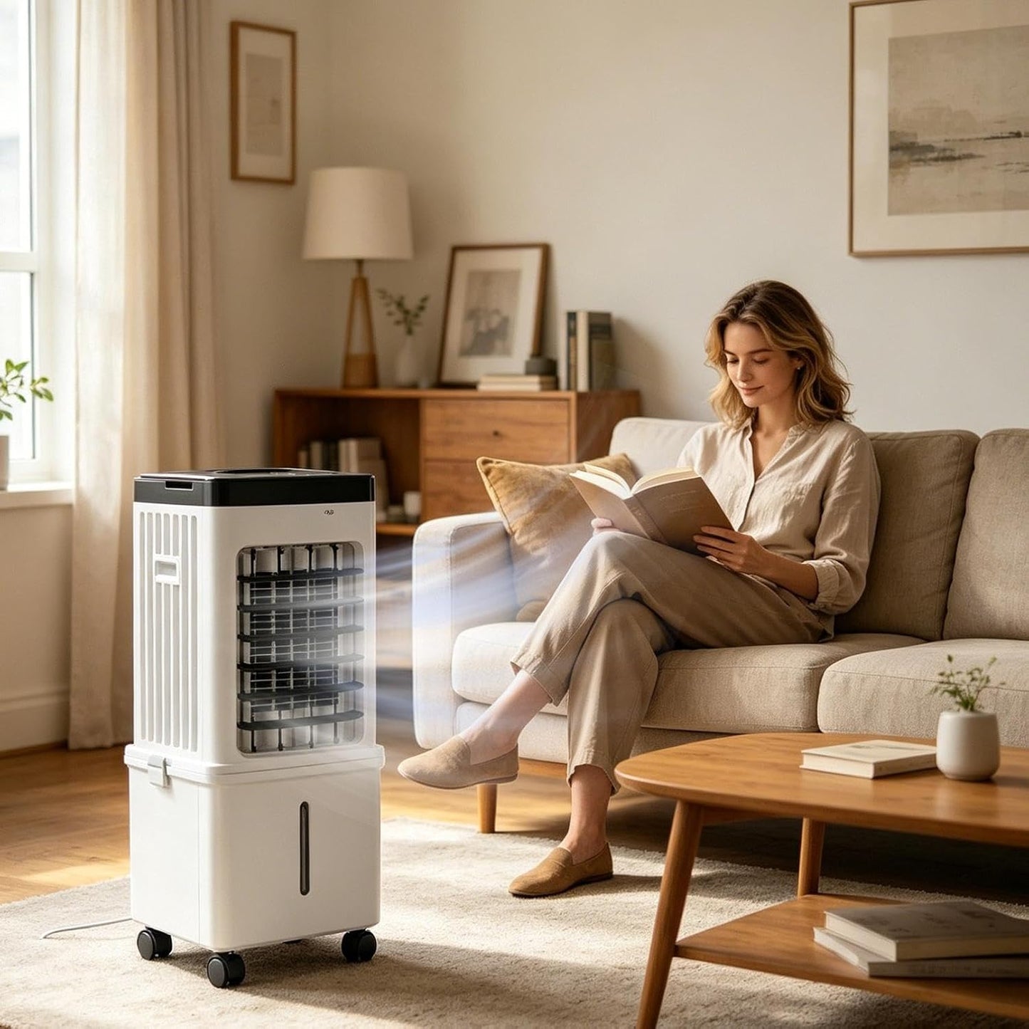  Climatiseur Mobile Sans Évacuation 12L 75W – Silencieux 40dB, 3 Modes (Normal/Naturel/Sommeil), Minuterie 7.5H, Réservoir Amovible & Télécommande – Idéal Pour Chambre, Bureau & Salon (Color-A)